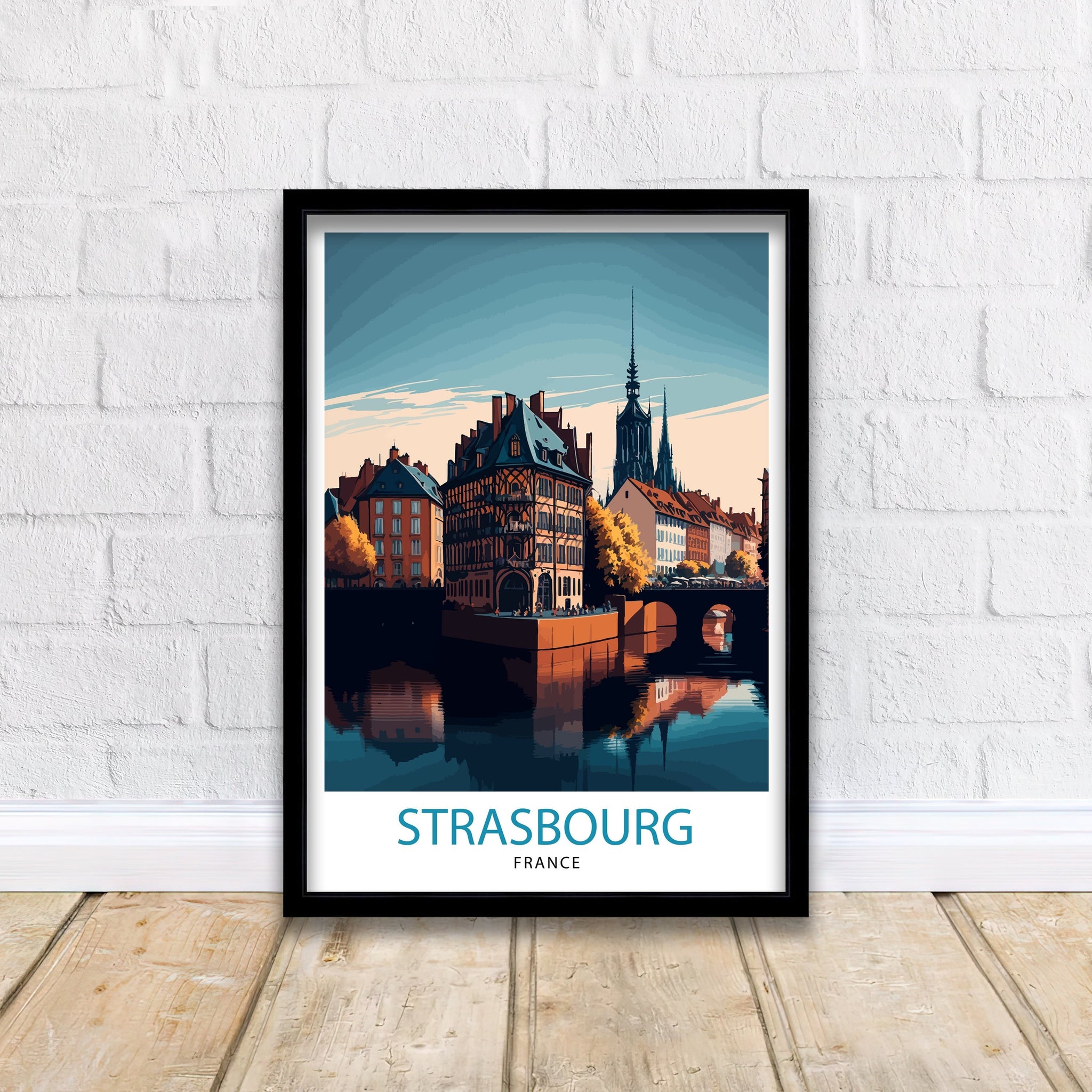 Strasbourg France Illustration Print, City Wall Art