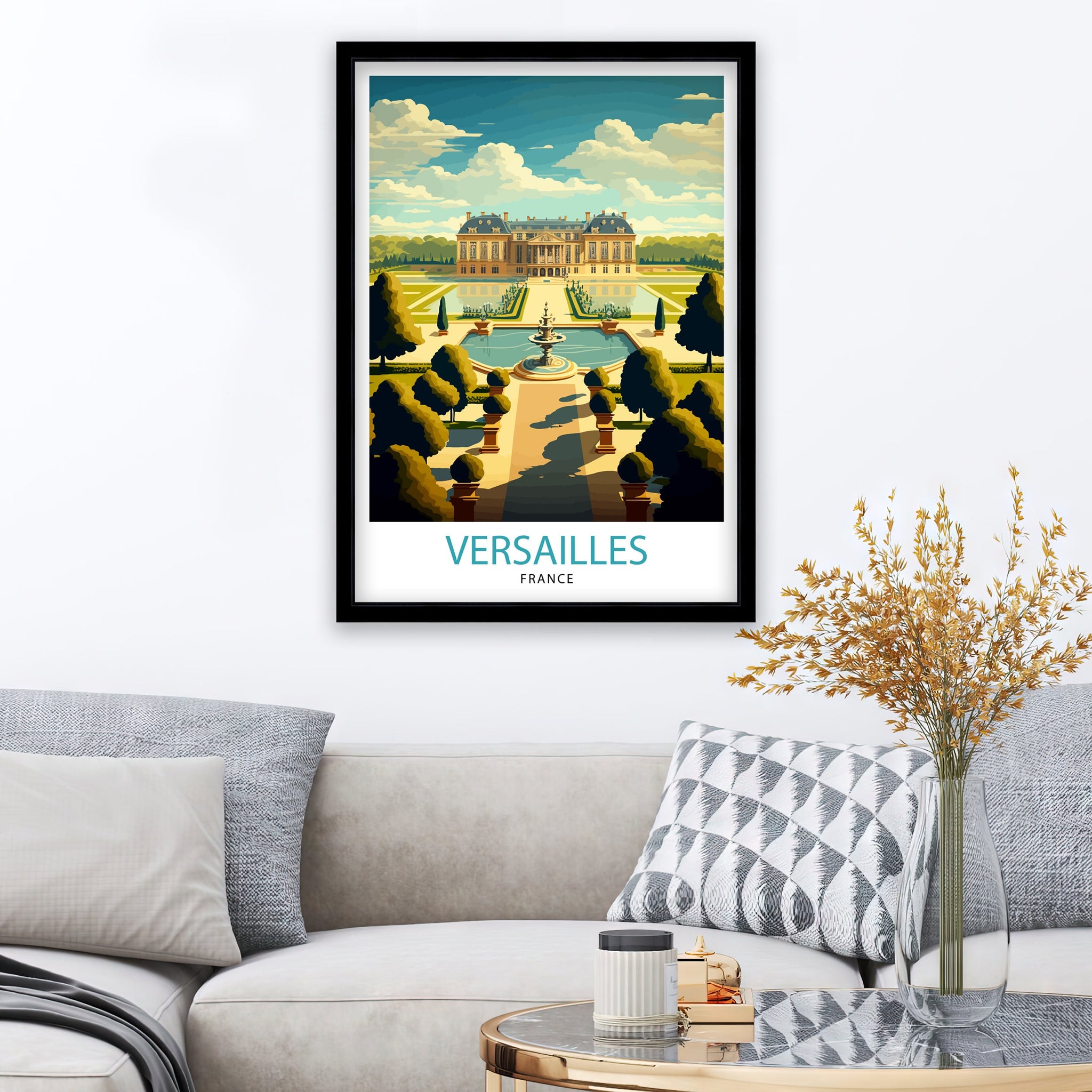 Versailles Palace Illustration, France Travel Print