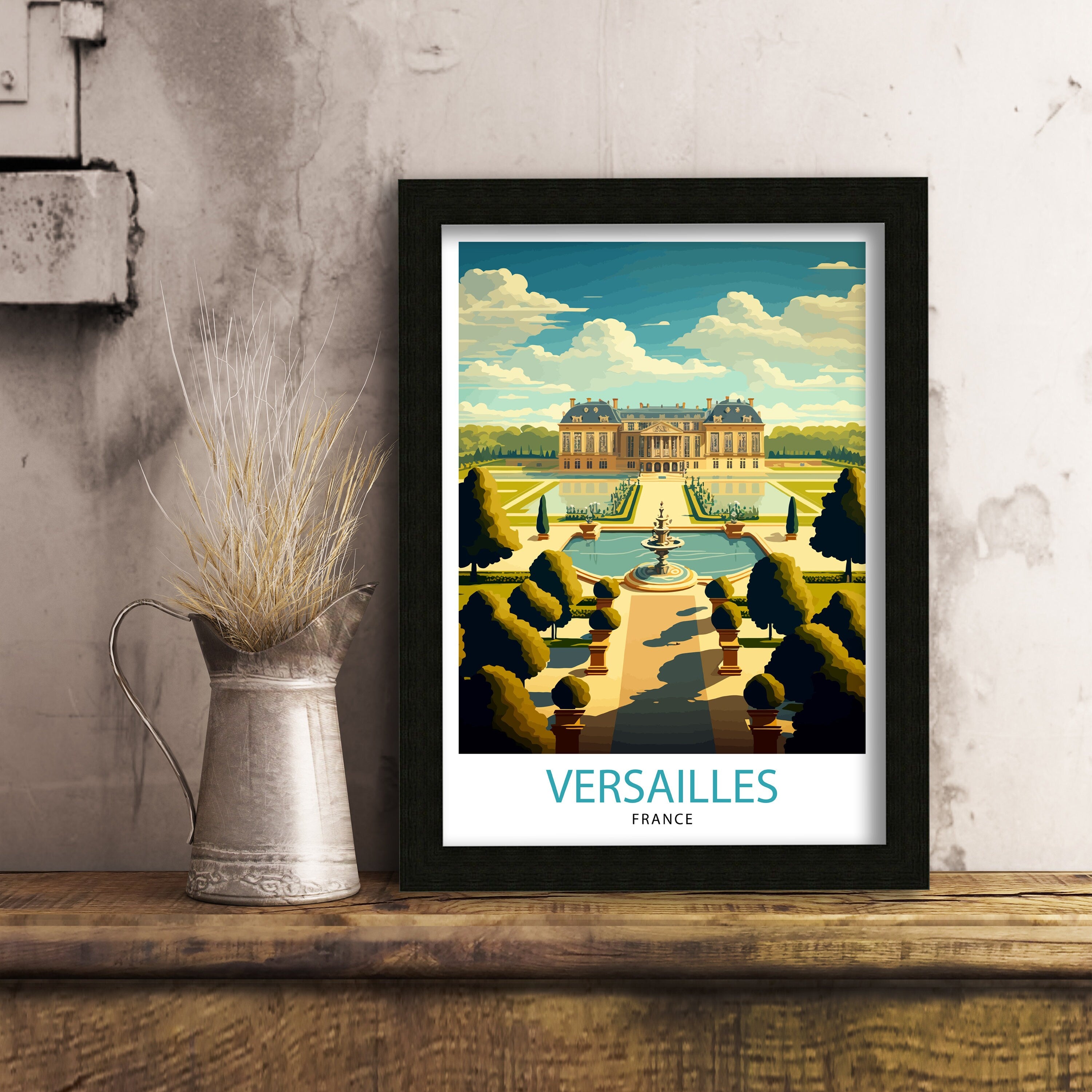 Versailles Palace Illustration, France Travel Print