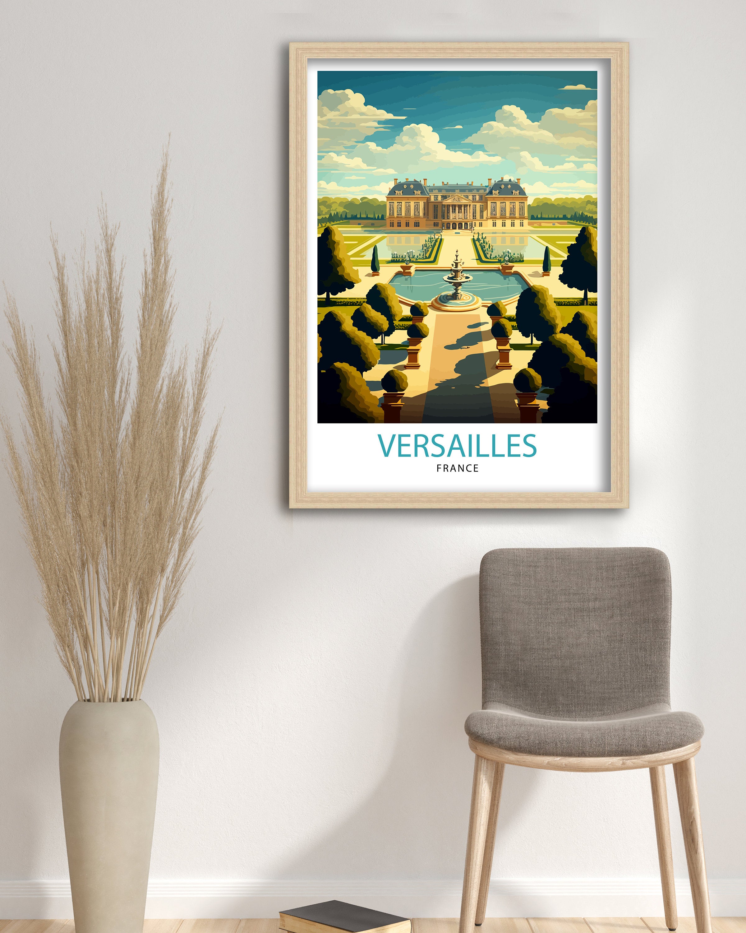 Versailles Palace Illustration, France Travel Print