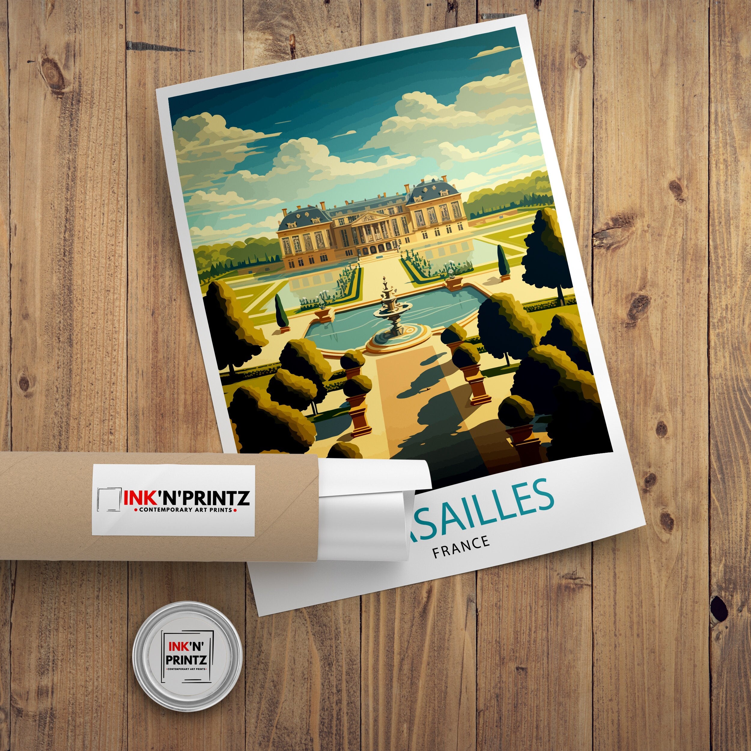 Versailles Palace Illustration, France Travel Print