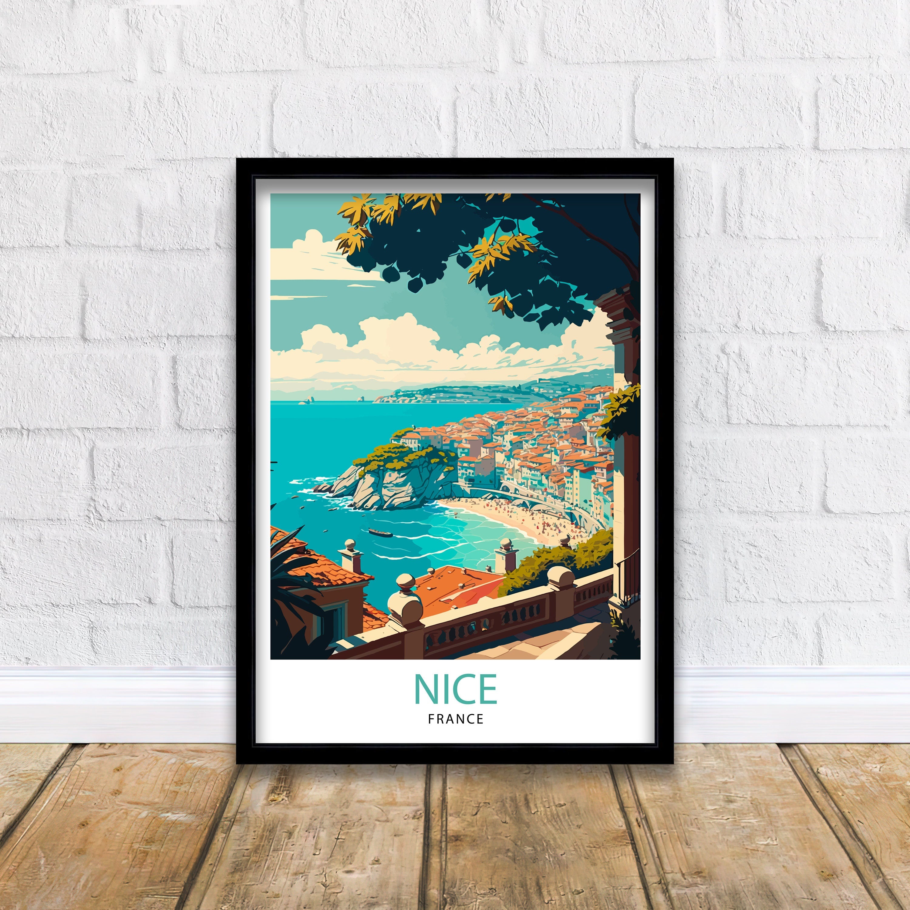 Nice France Travel Poster, French Riviera Wall Art