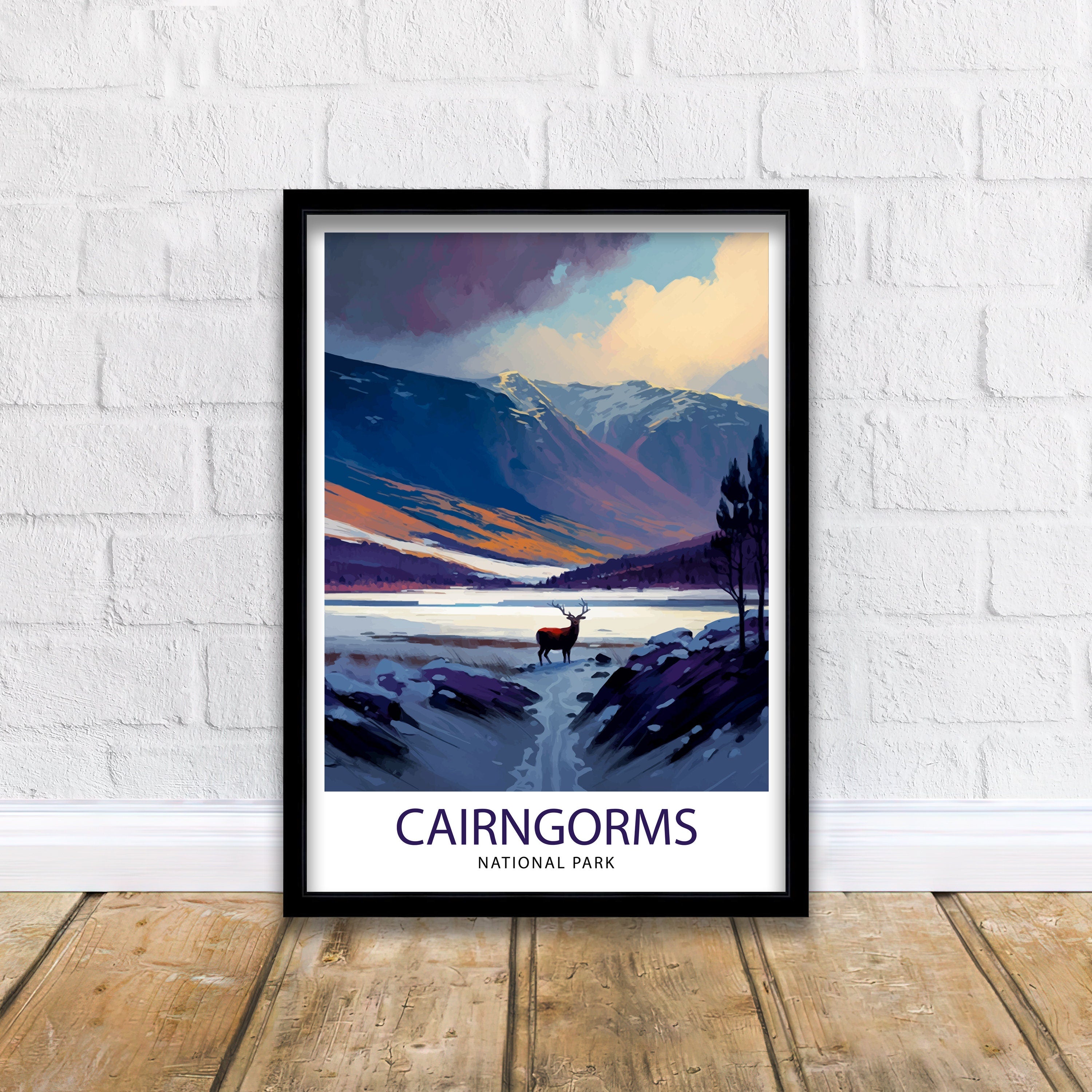 Cairngorms National Park Art Print, Scotland Travel Poster