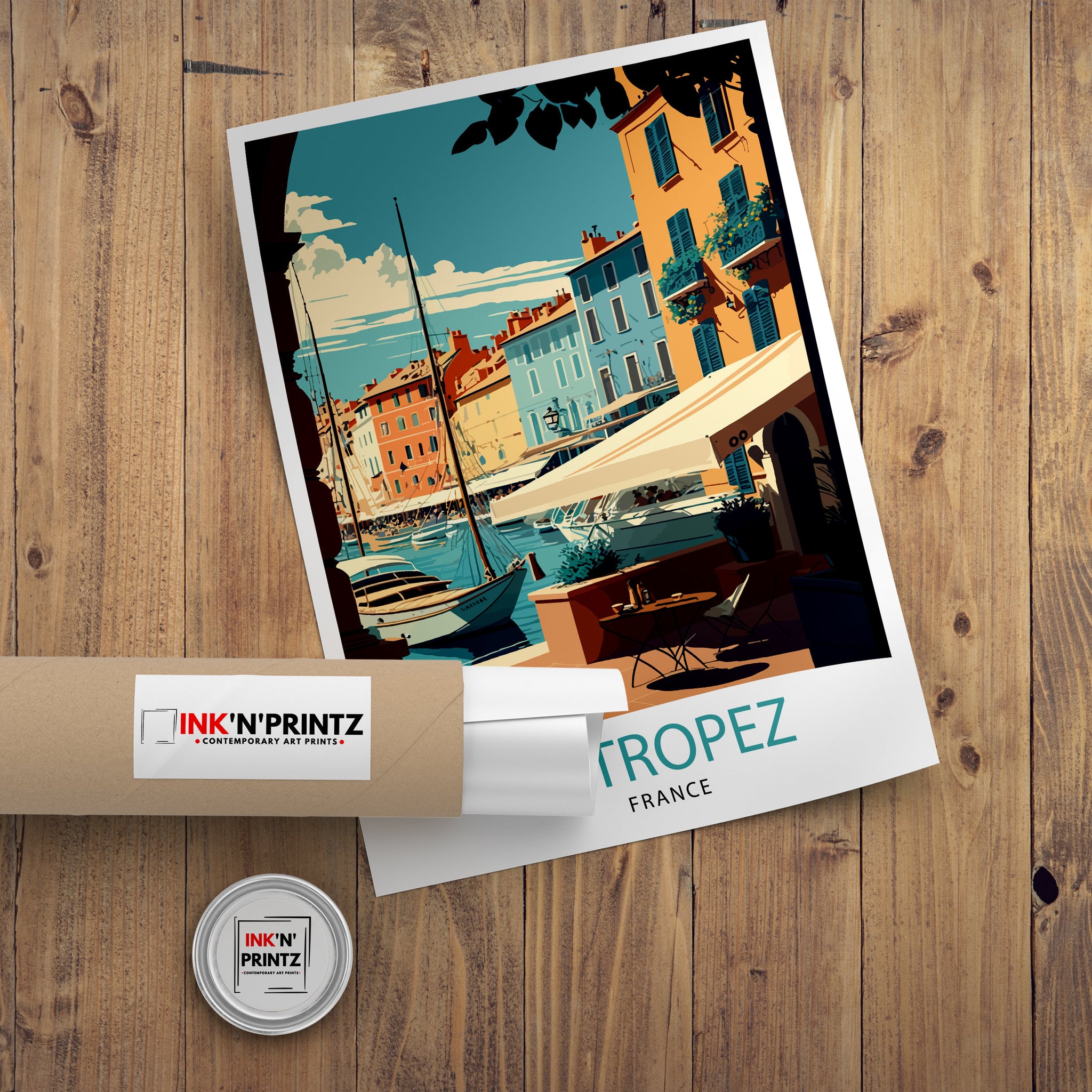 St Tropez France Art Print, Coastal Illustration
