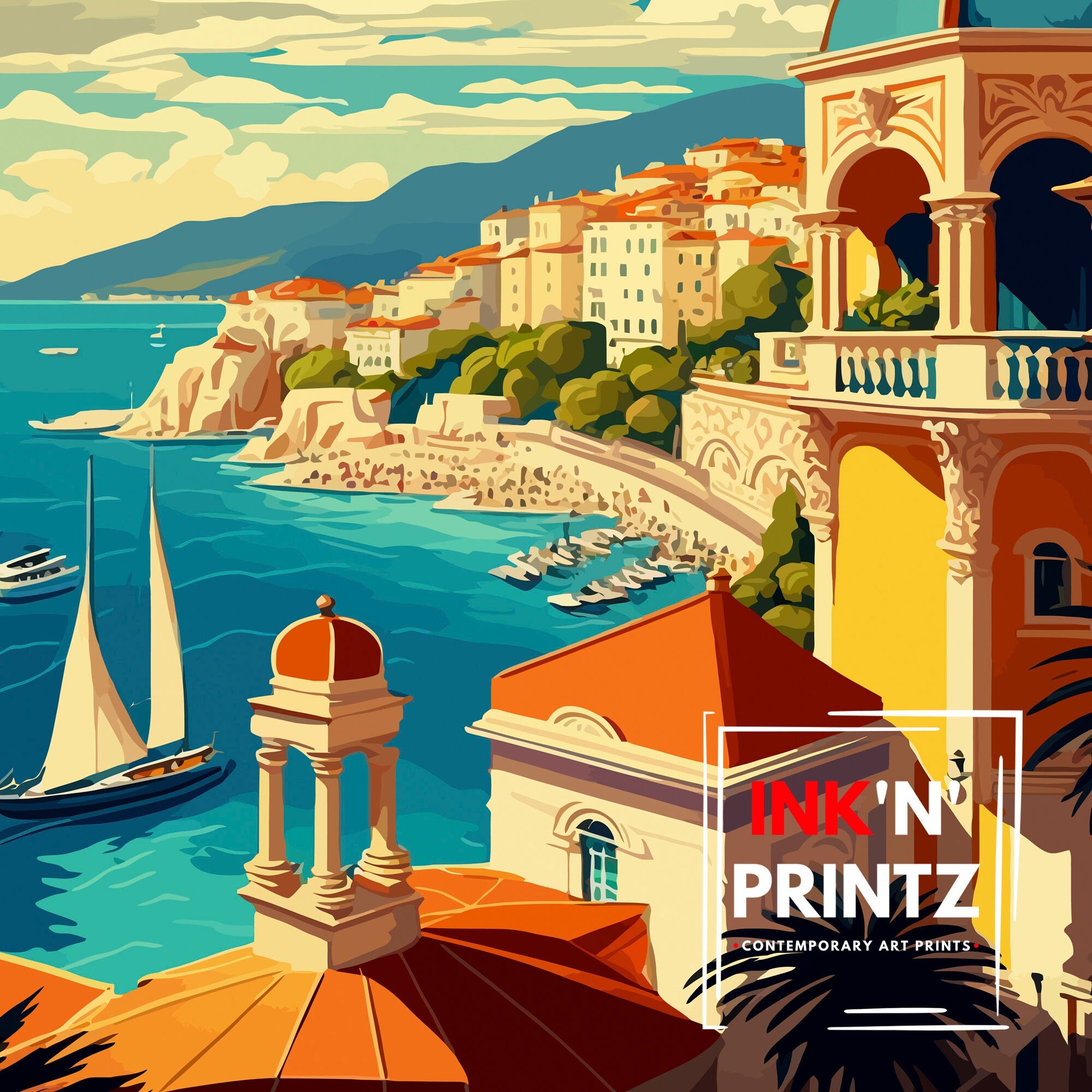 Beaulieu Sur Mer Print, French Riviera Travel Poster