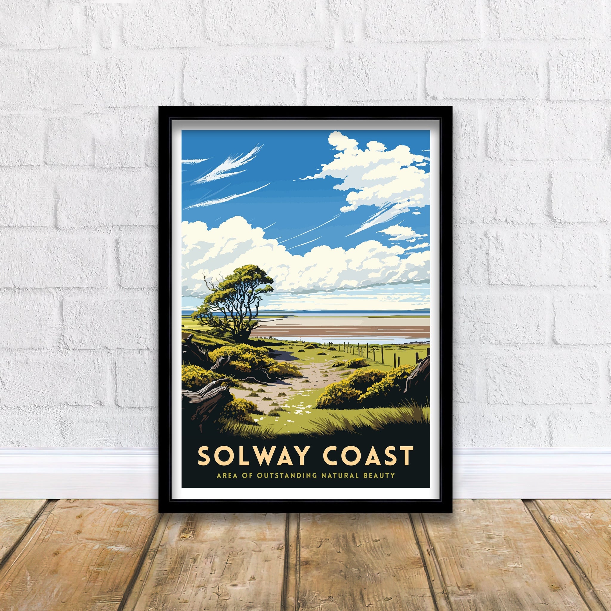 Solway Coast Travel Poster, Coastal Illustration Art Print
