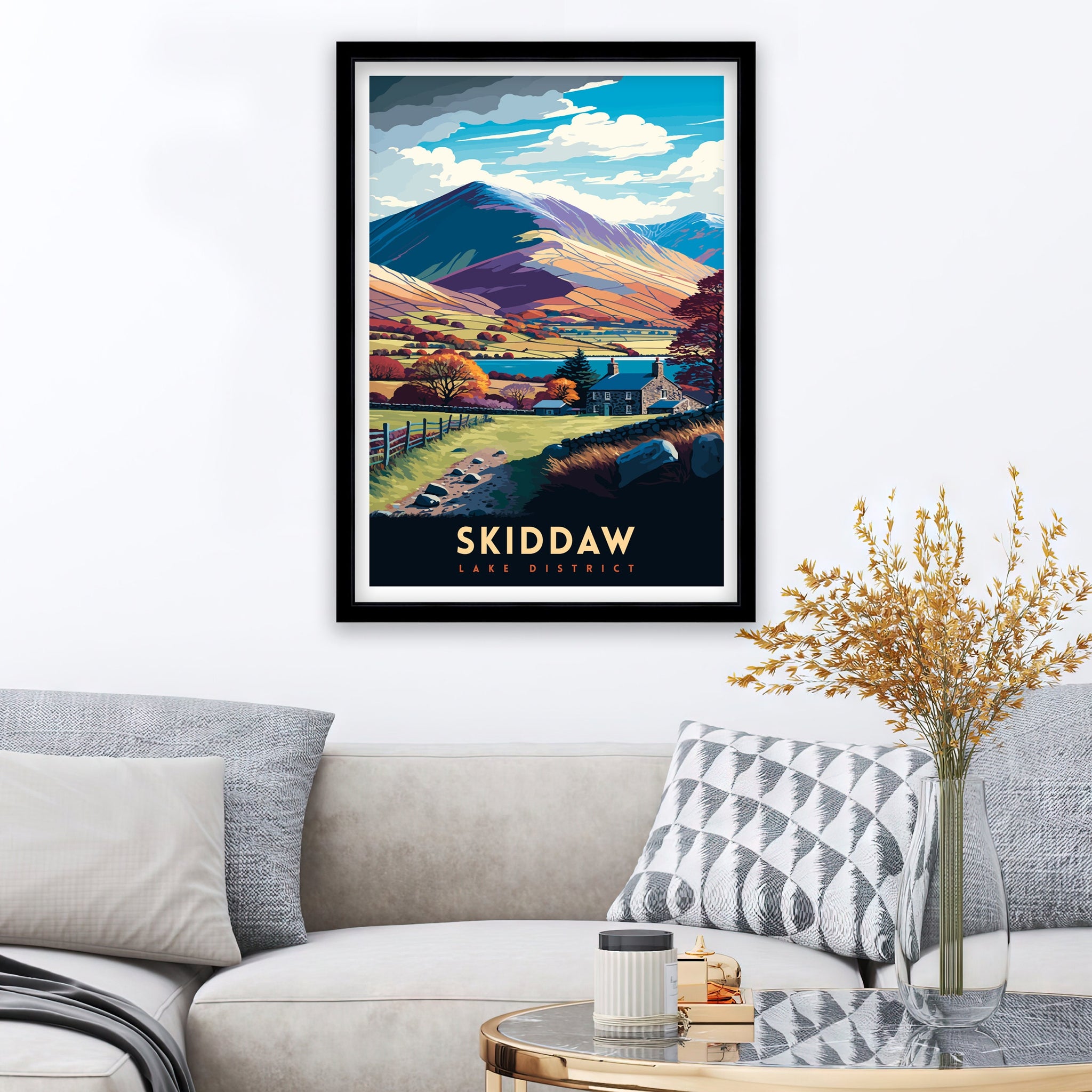 Skiddaw Lake District Art Print, Mountain Travel Poster