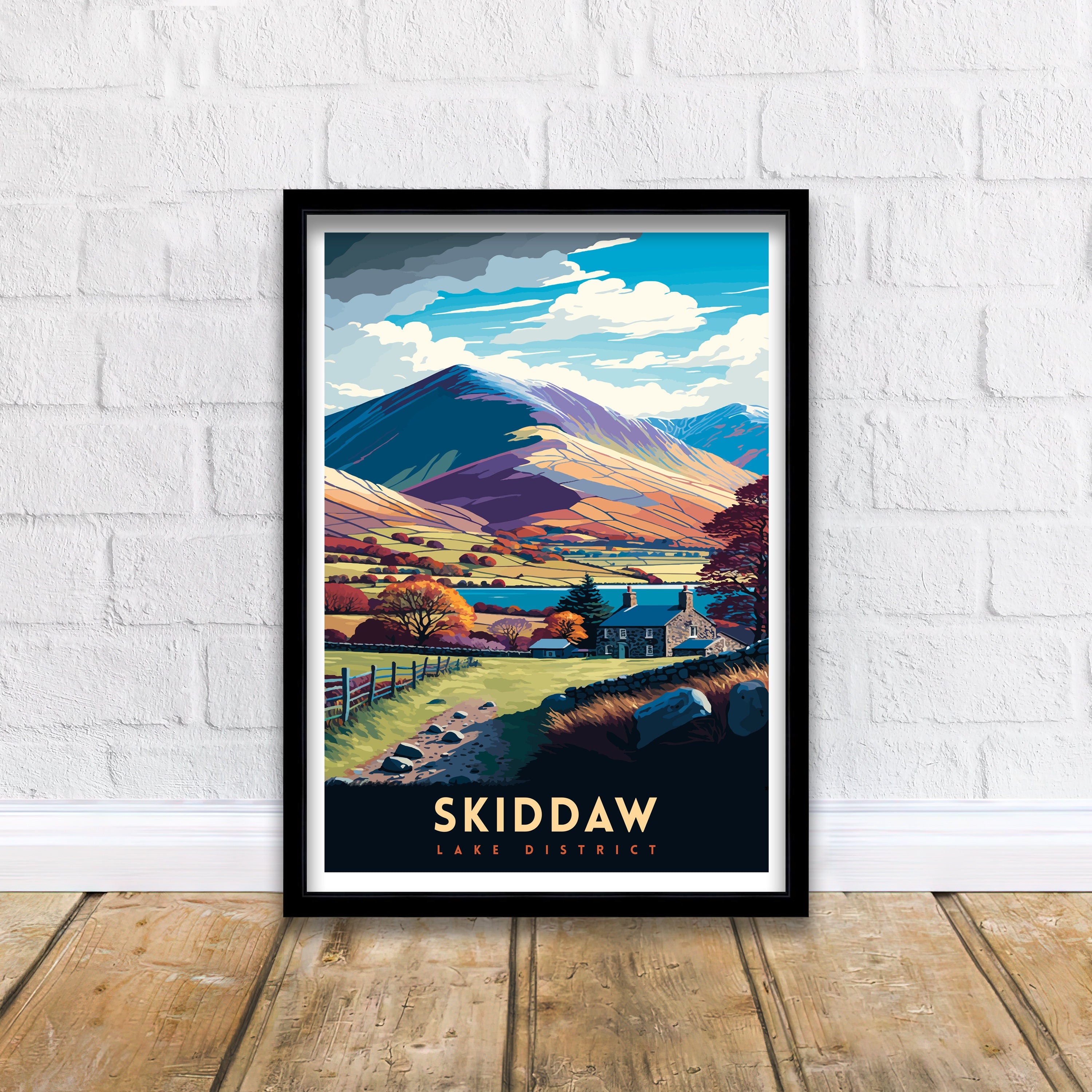 Skiddaw Lake District Art Print, Mountain Travel Poster