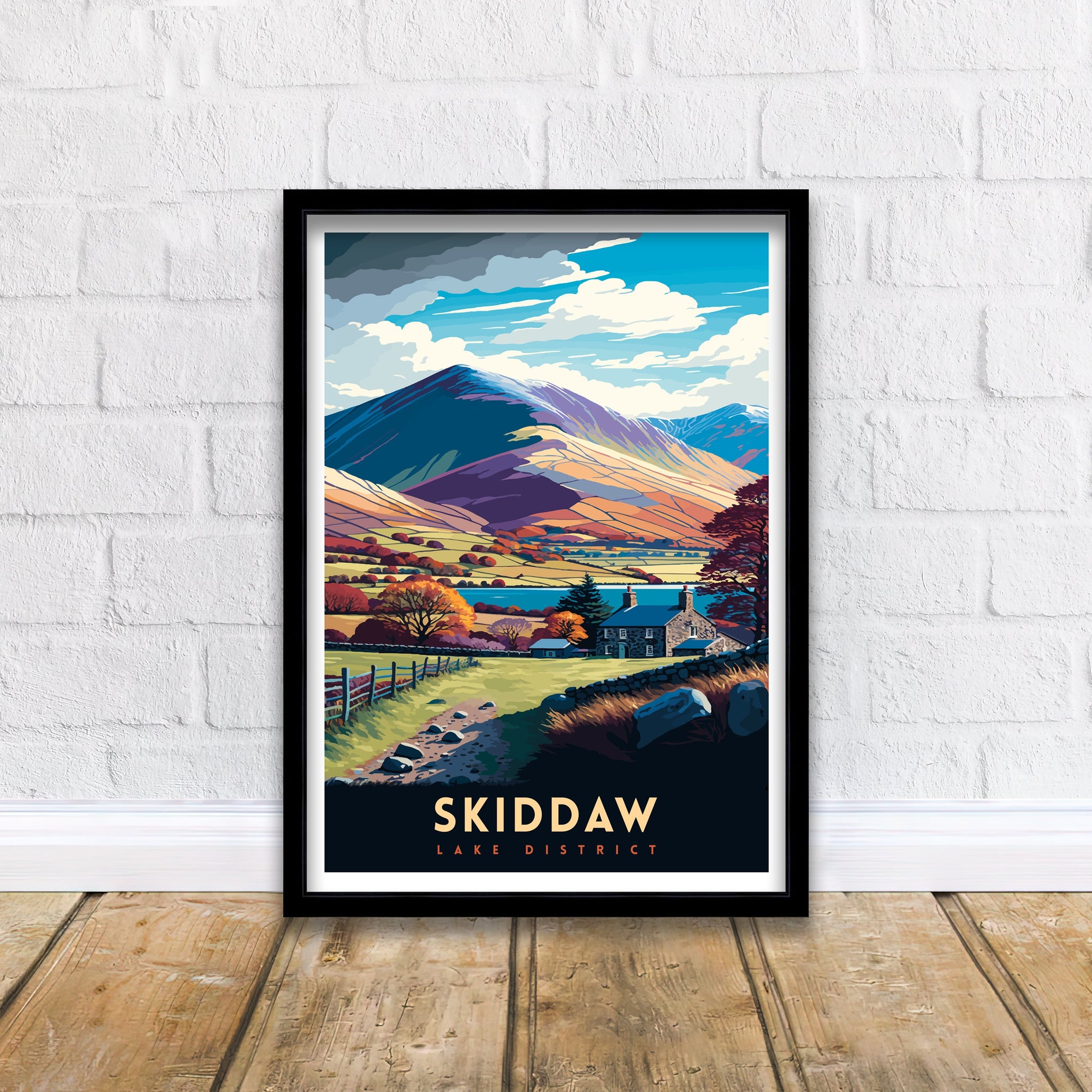 Skiddaw Lake District Art Print, Mountain Travel Poster