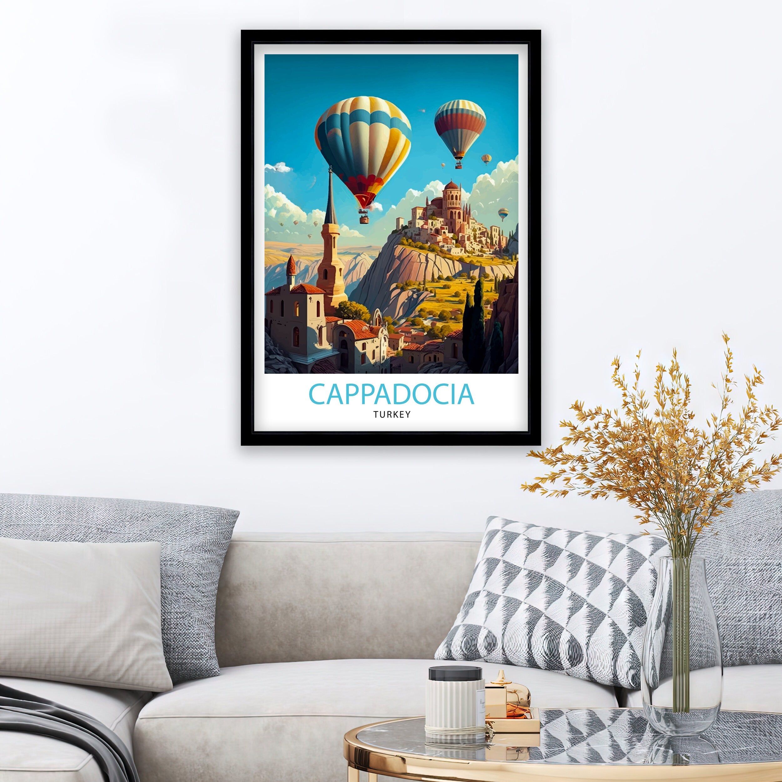 Cappadocia Hot Air Balloons Art Print, Turkey Travel Poster