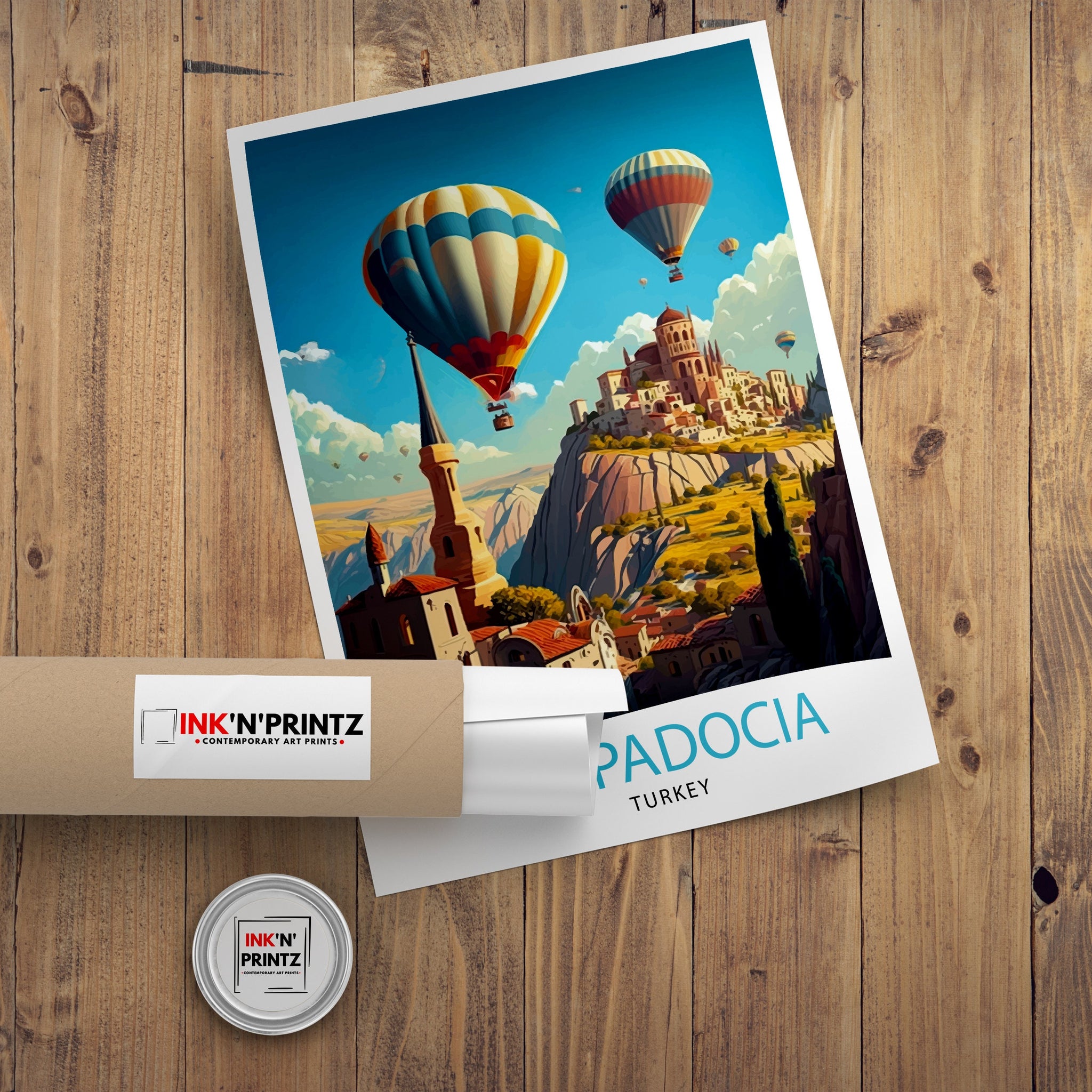 Cappadocia Hot Air Balloons Art Print, Turkey Travel Poster