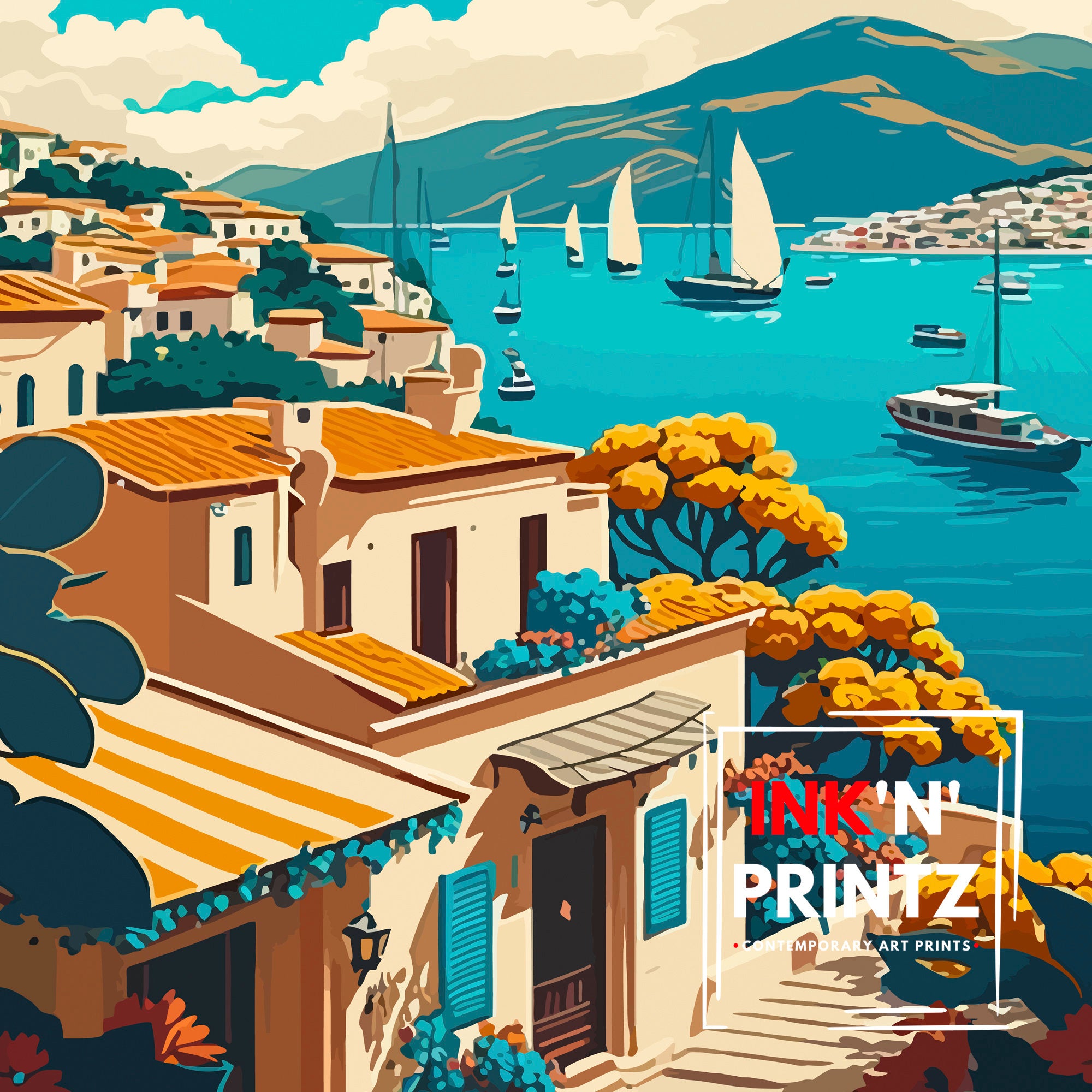 Bodrum Turkey Travel Illustration Print