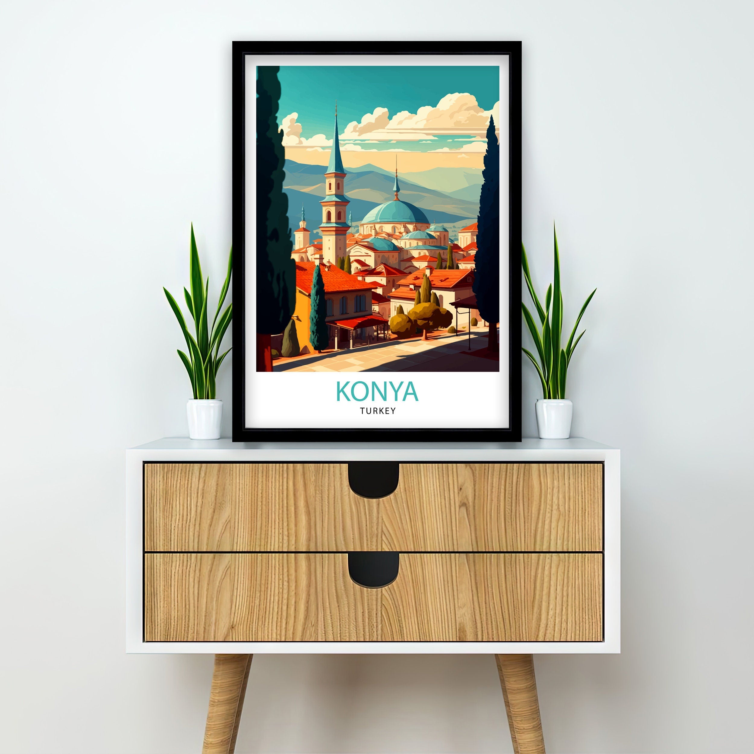Konya Turkey Travel Poster, Turkish City Art Print