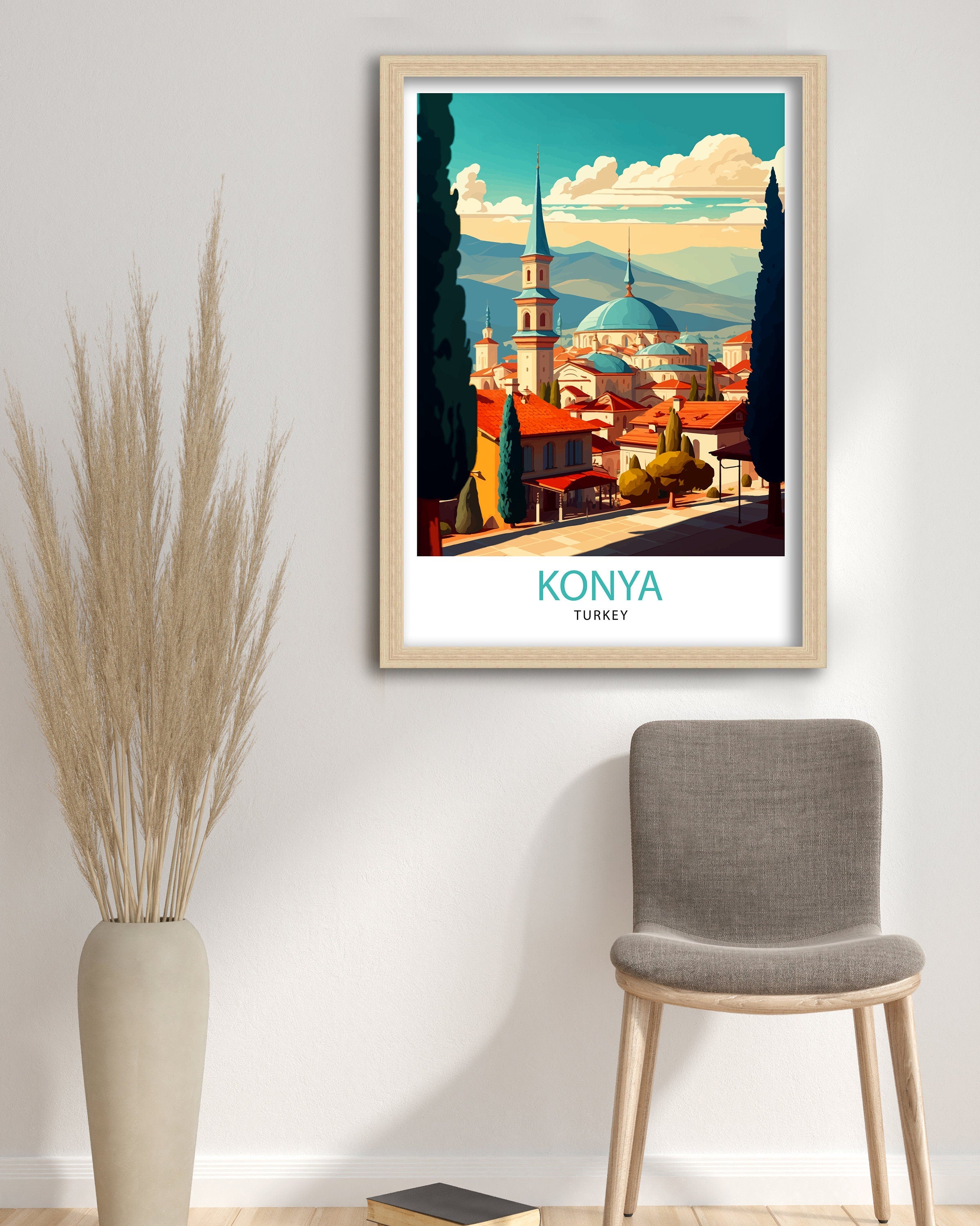 Konya Turkey Travel Poster, Turkish City Art Print