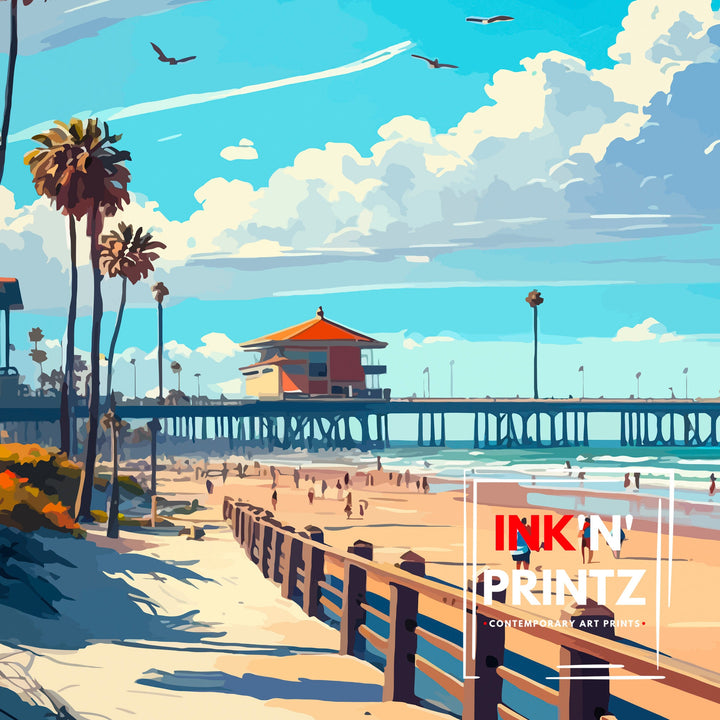 Huntington Beach California Travel Poster