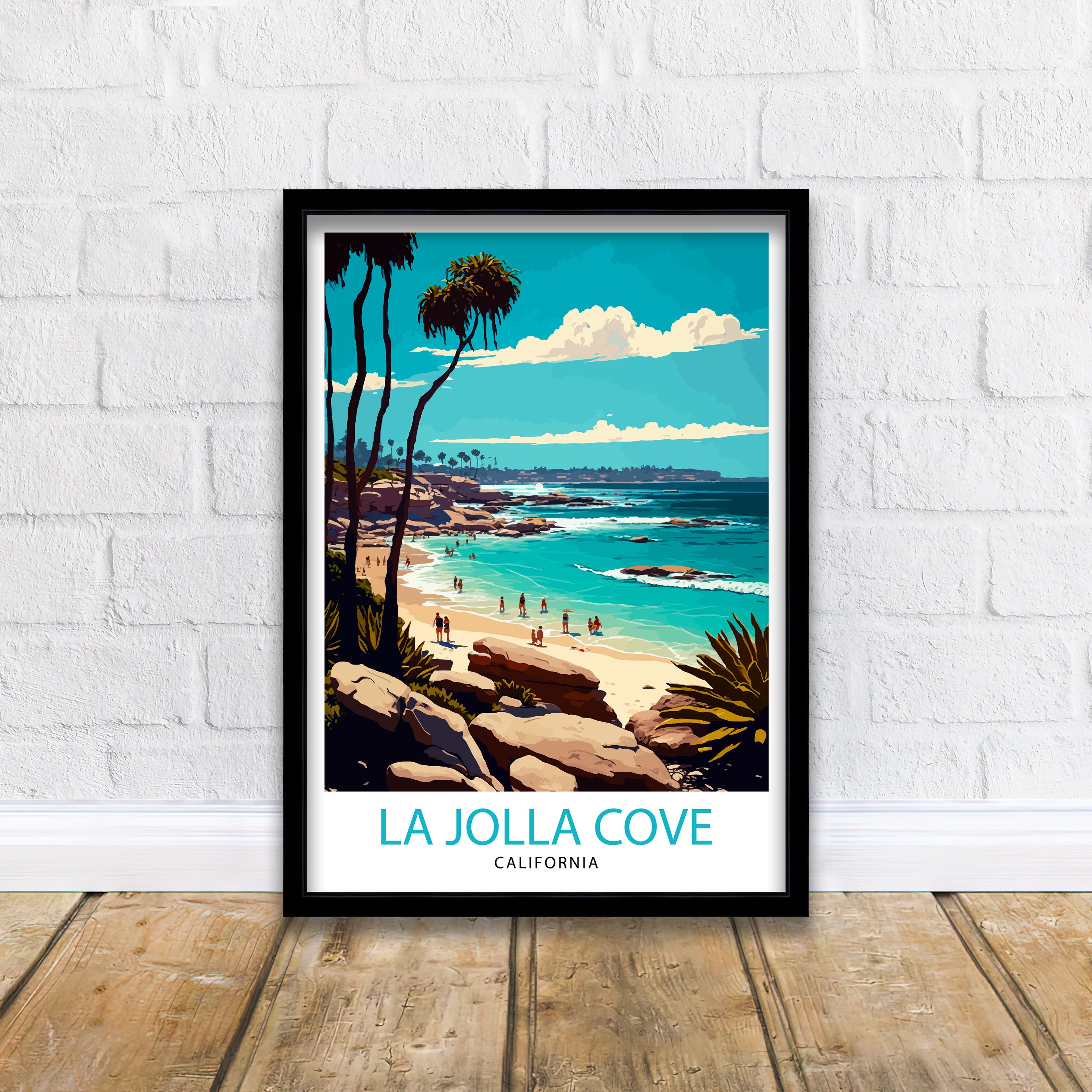 La Jolla Cove Art Print, California Travel Poster