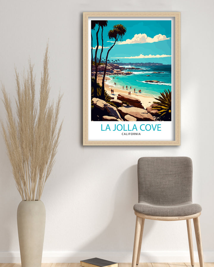 La Jolla Cove Travel Poster La Jolla Cove Wall Art La Jolla Cove Decor La Jolla Cove Illustration La Jolla Cove Travel Poster California