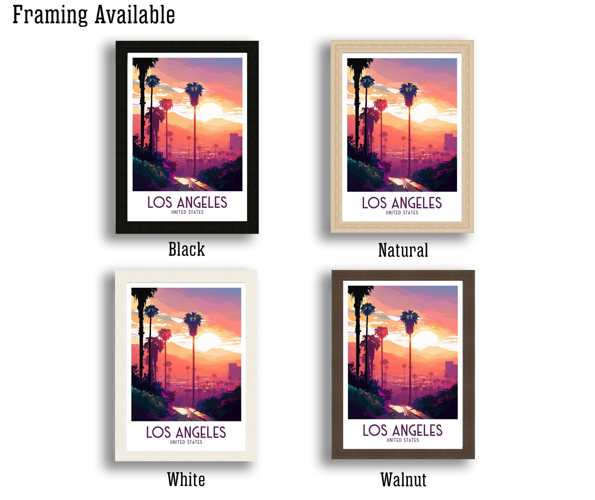Los Angeles Travel Poster | California Landmark Art Print