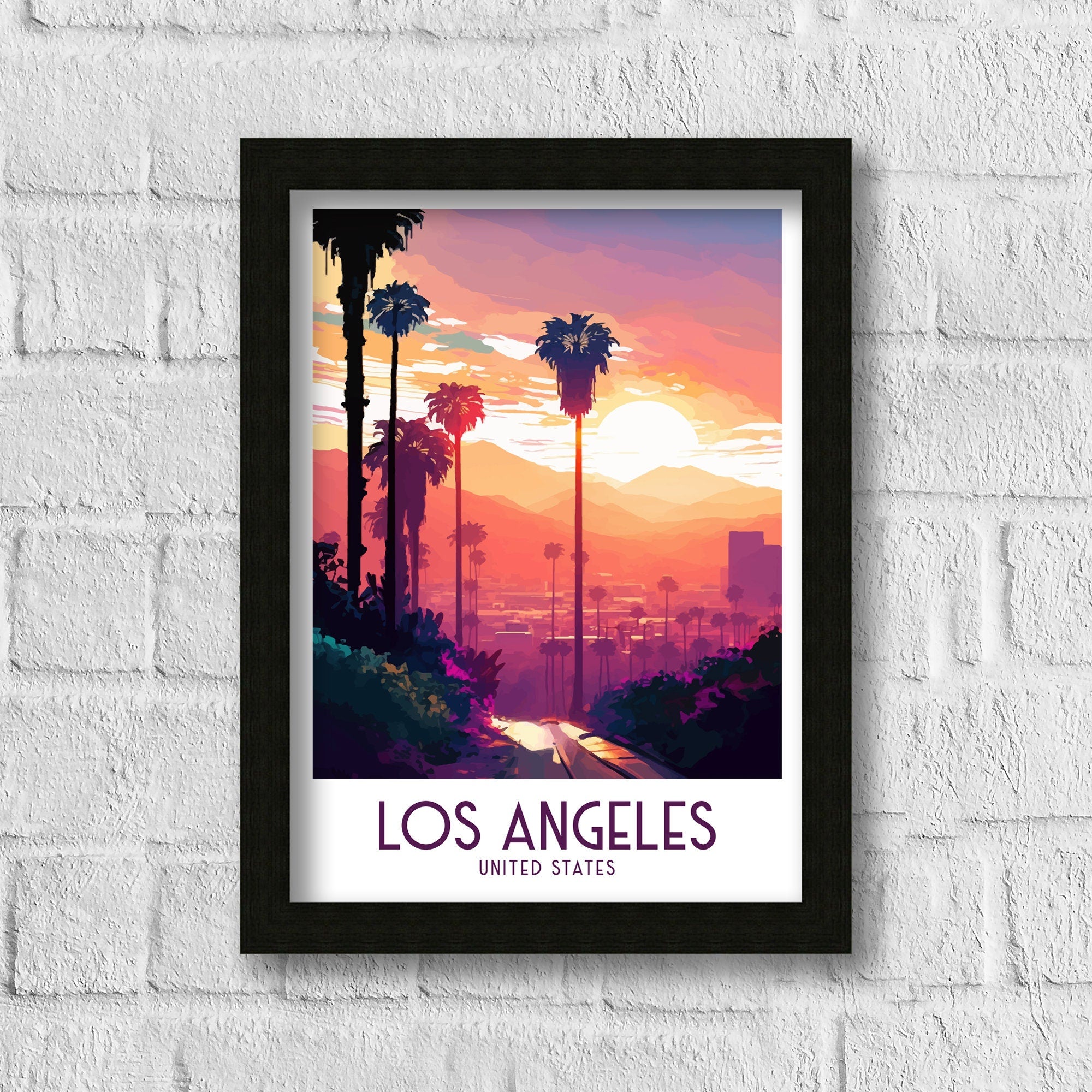 Los Angeles Travel Poster | California Landmark Art Print