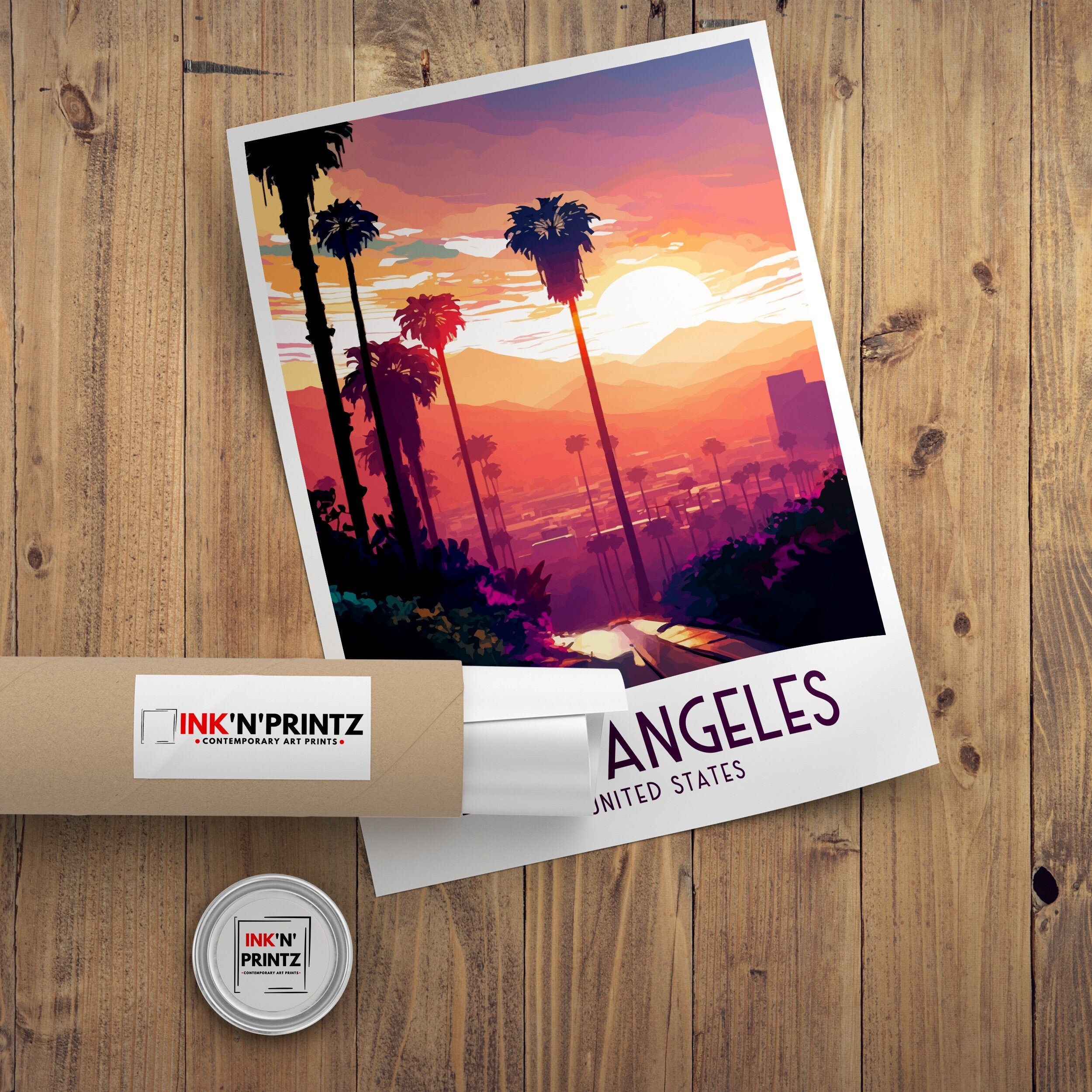 Los Angeles Travel Poster | California Landmark Art Print