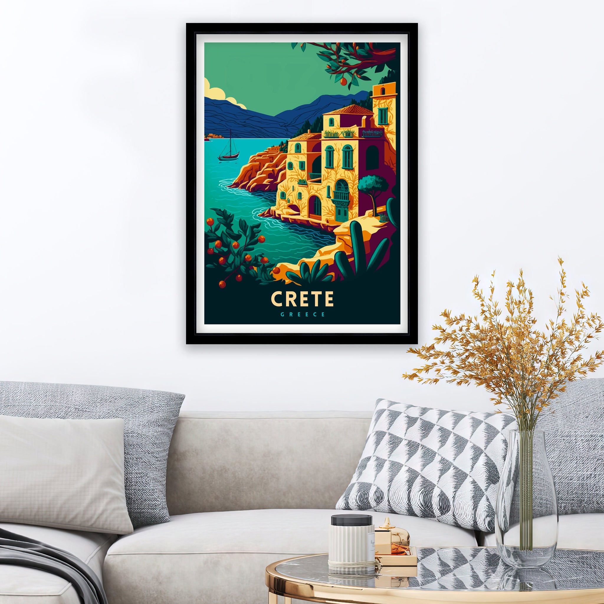 Crete Travel Poster | Colorful Greek Island Art Print