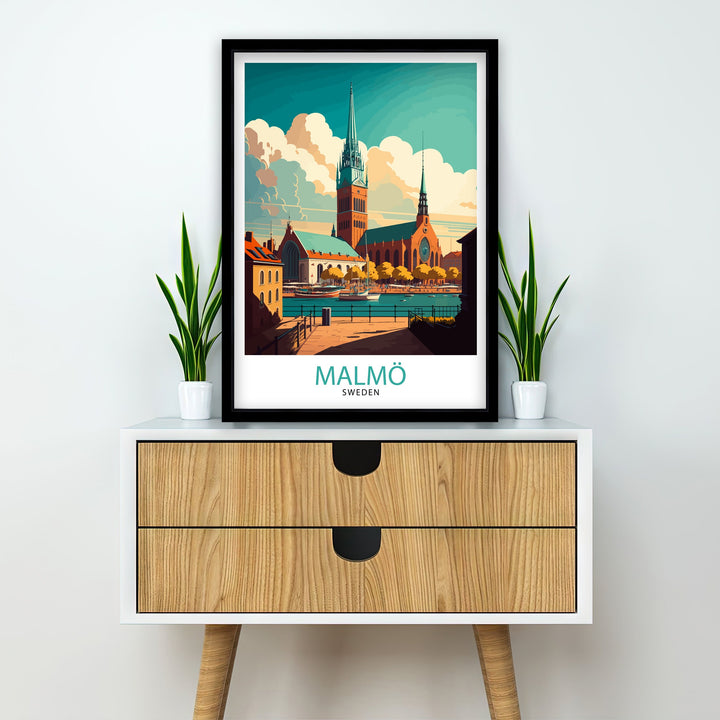 Malmö Sweden Trave Poster Malmö Wall Art Malmö Home Decor Malmö Illustration Poster Malmö Travel Poster Gift for Malmö Sweden Home Decor