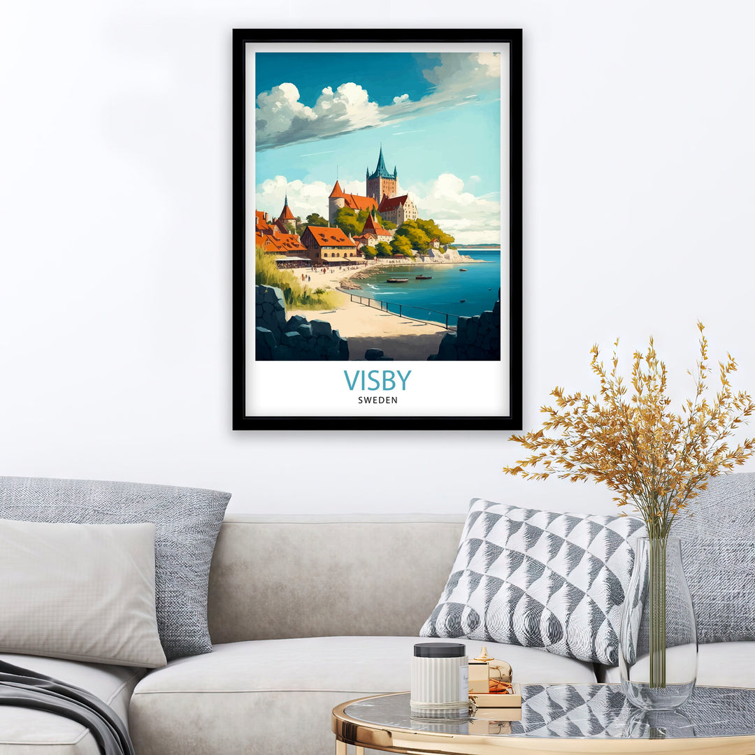 Visby Sweden Travel Poster Visby Wall Art Visby Home Decor Visby Cityscape Illustration Visby Poster Visby Travel Souvenir Sweden Travel