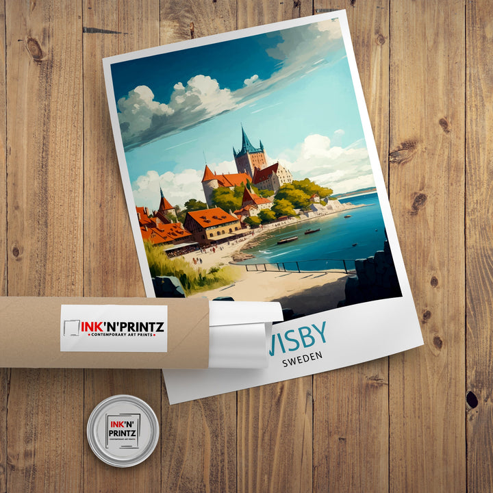 Visby Sweden Travel Poster Visby Wall Art Visby Home Decor Visby Cityscape Illustration Visby Poster Visby Travel Souvenir Sweden Travel