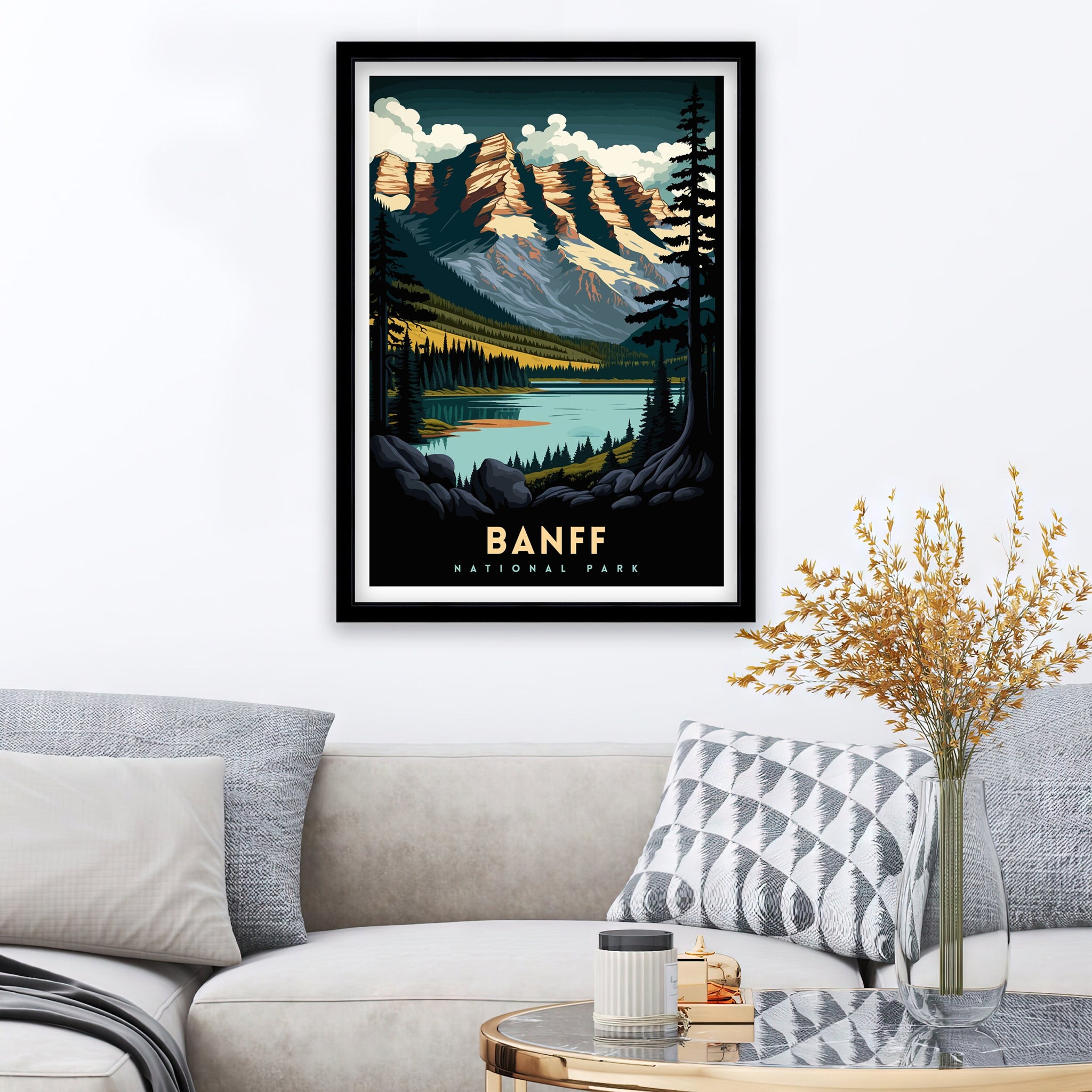 Banff National Park Travel Poster, Canadian Rockies Print