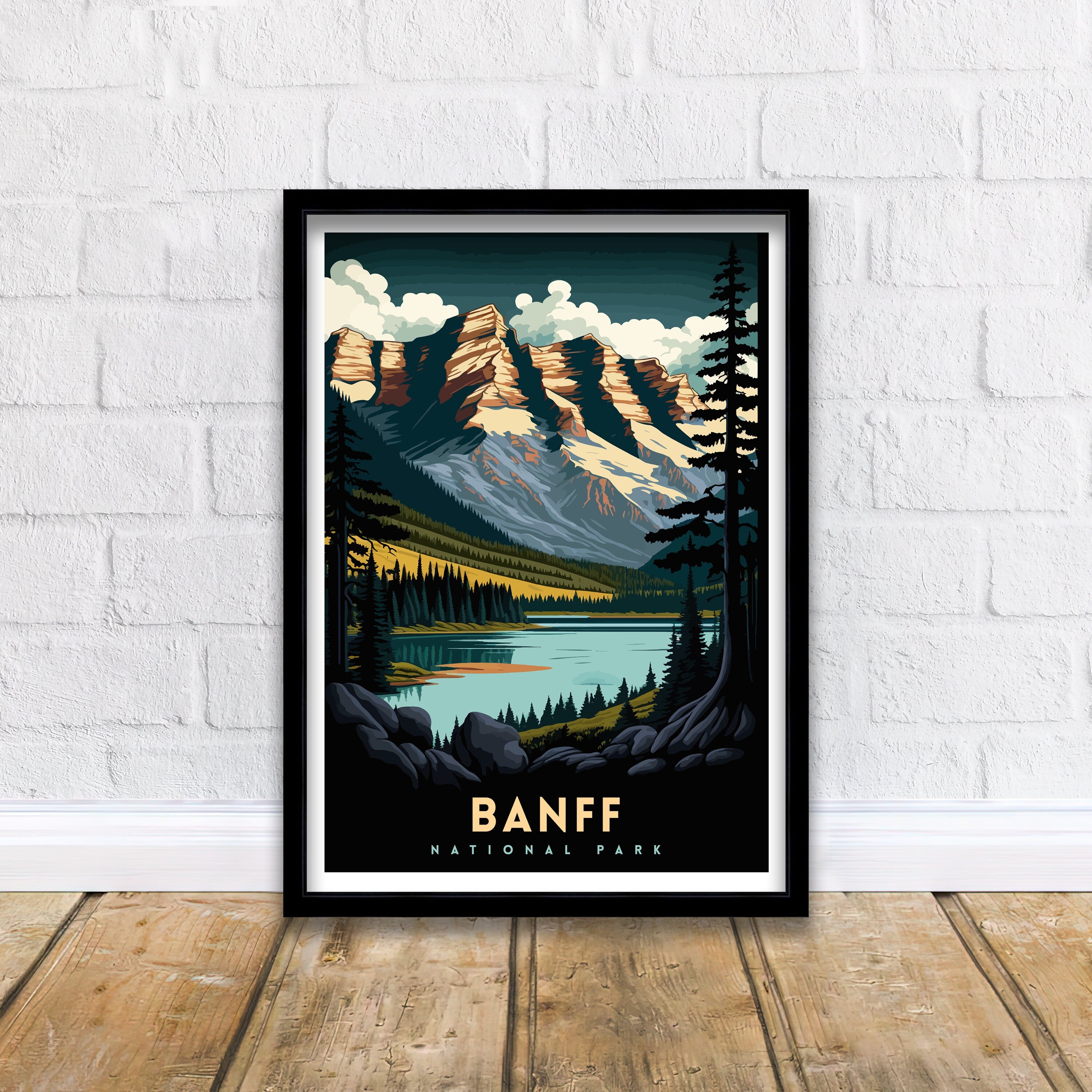 Banff National Park Travel Poster, Canadian Rockies Print