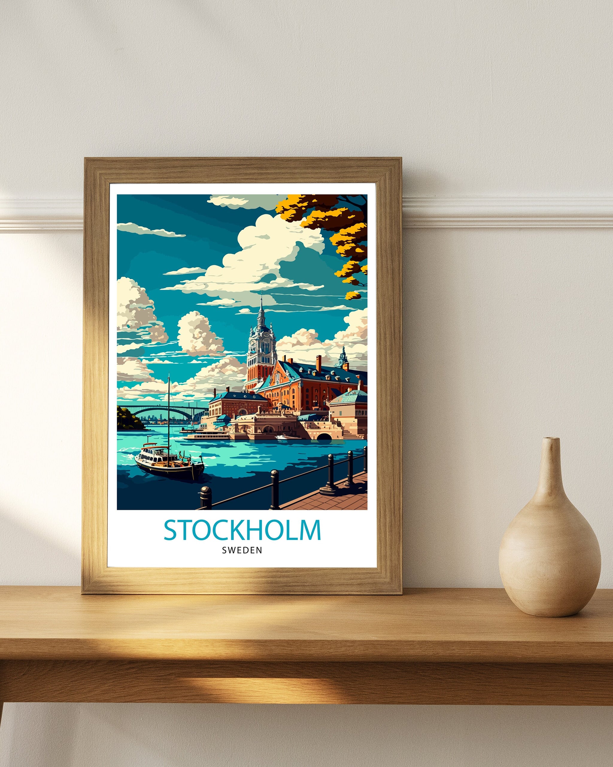 Stockholm Sweden Travel Poster | Scandinavian Illustration Art Print