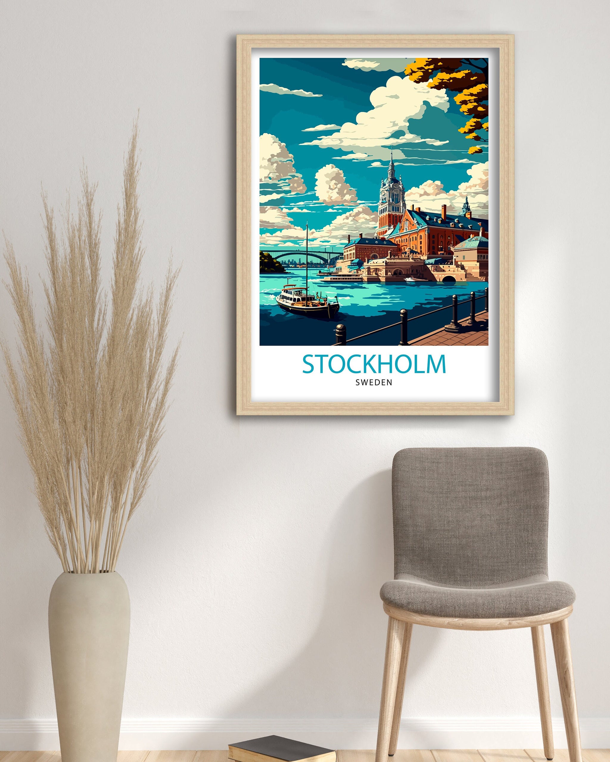 Stockholm Sweden Travel Poster | Scandinavian Illustration Art Print