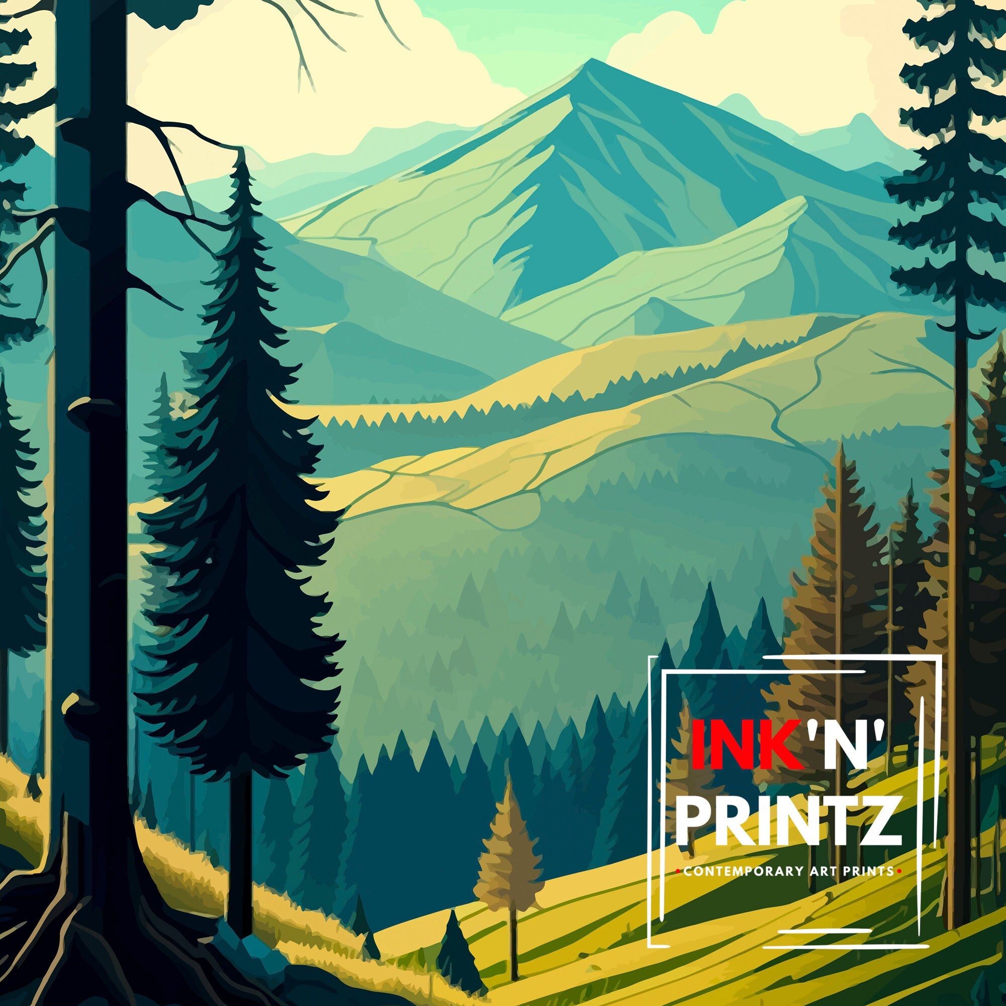 Black Forest Germany Travel Poster, Illustrated Wall Art