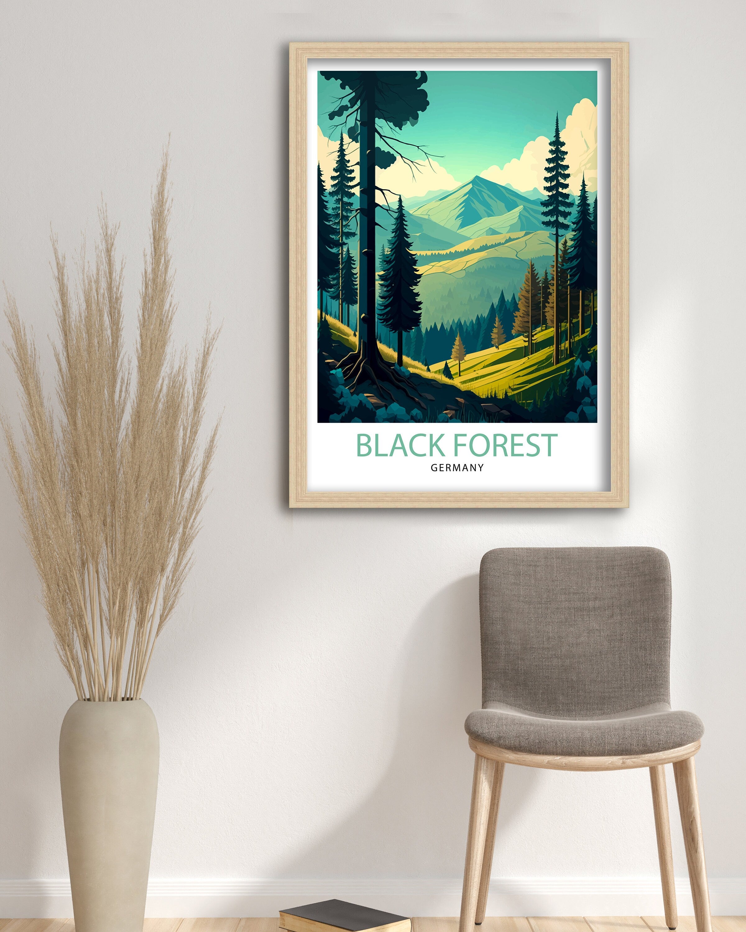 Black Forest Germany Travel Poster, Illustrated Wall Art