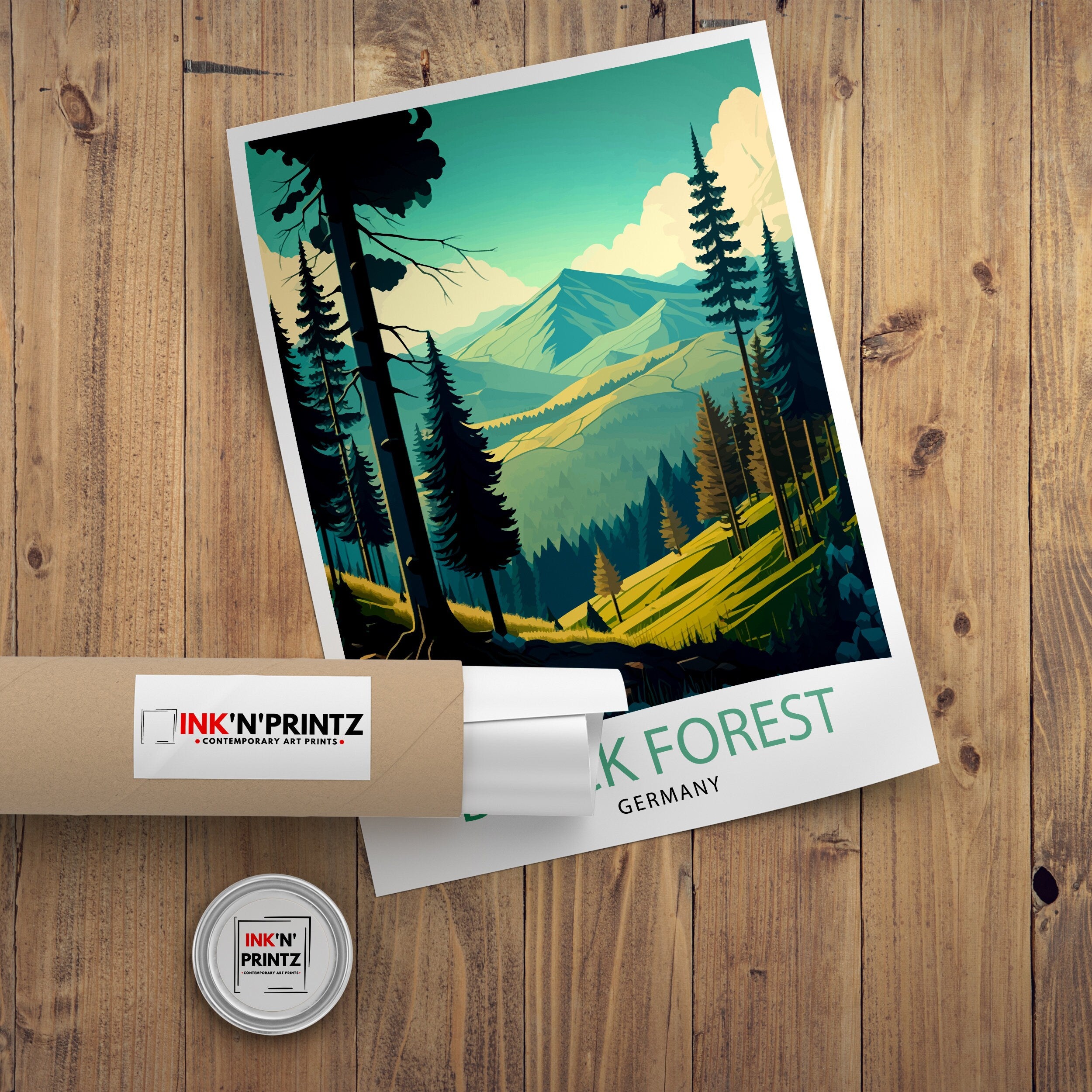 Black Forest Germany Travel Poster, Illustrated Wall Art