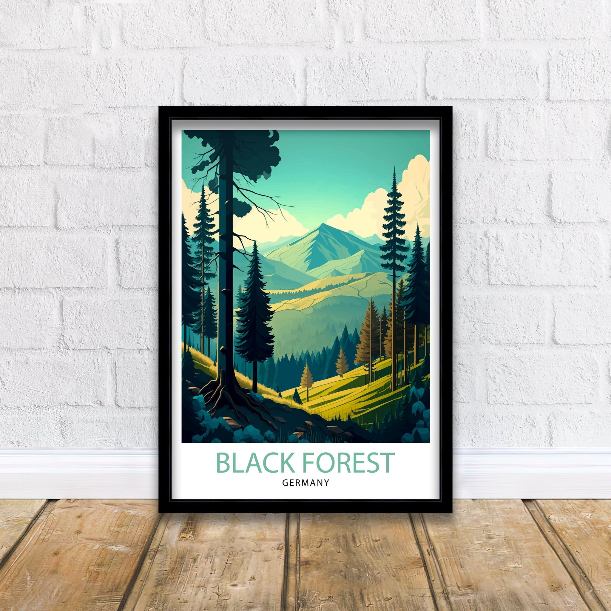 Black Forest Germany Travel Poster, Illustrated Wall Art