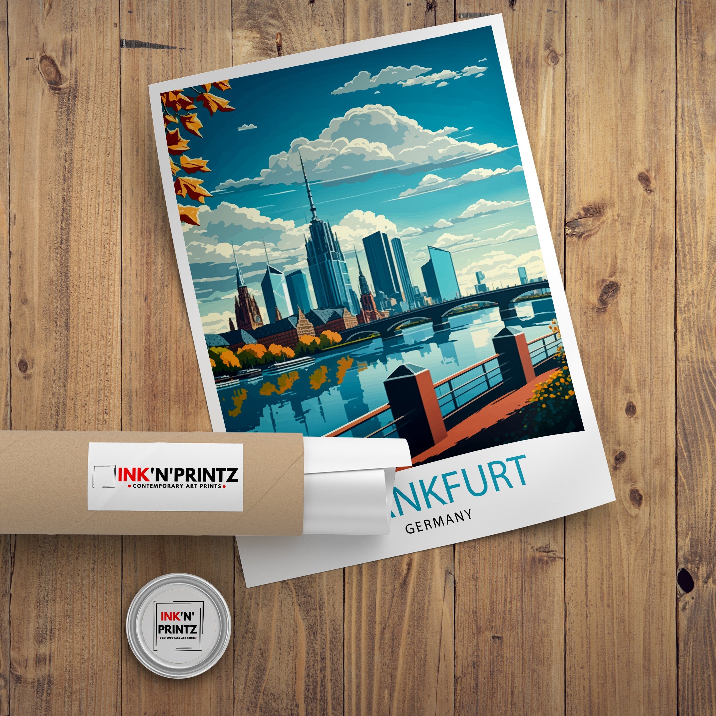 Frankfurt Germany Skyline Art Print, Travel Poster