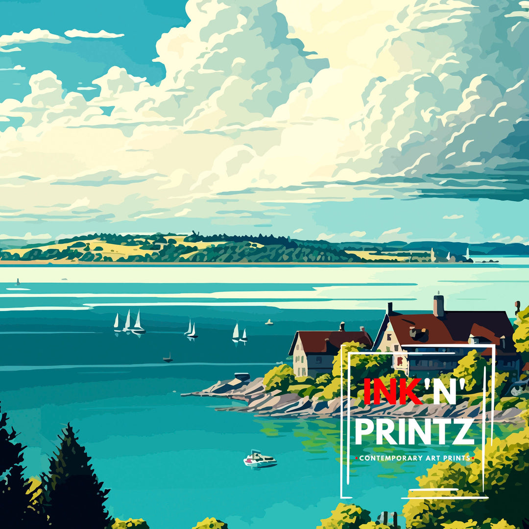 Lake Constance Travel Poster Lake Constance Wall Art Lake Constance Decor Lake Constance Poster Lake Constance Illustration Germany Travel