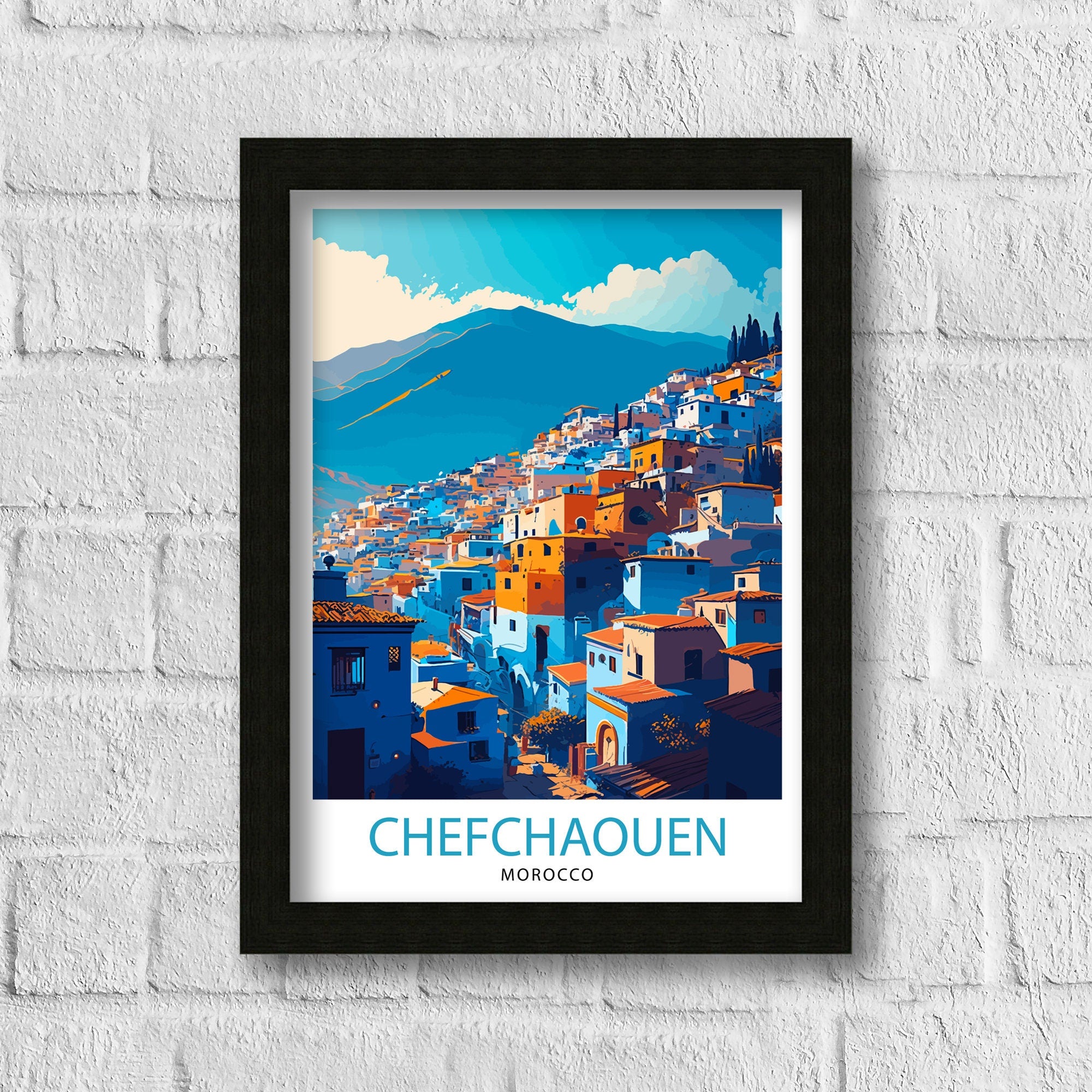 Chefchaouen Morocco Travel Print, Blue City Wall Art