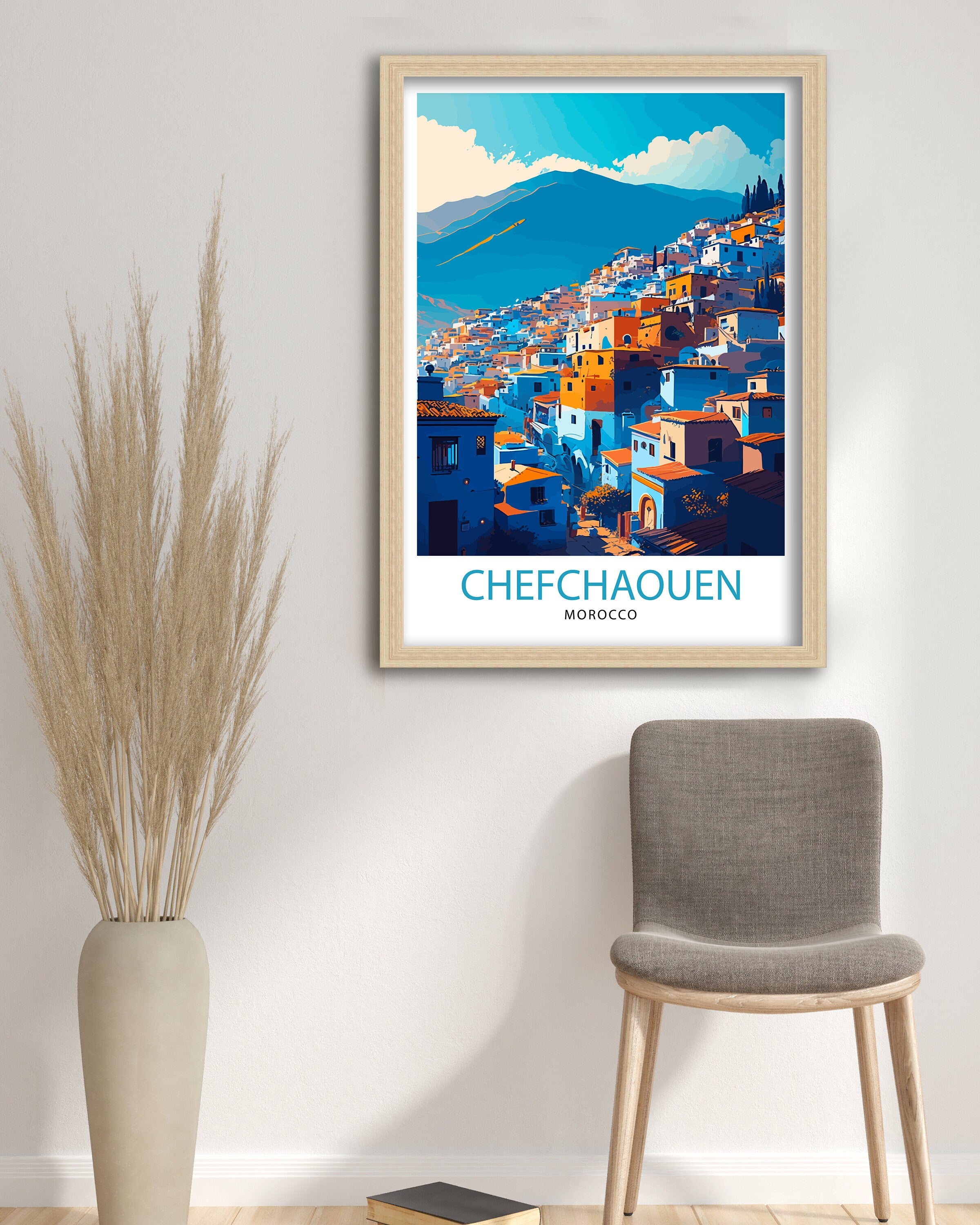 Chefchaouen Morocco Travel Print, Blue City Wall Art