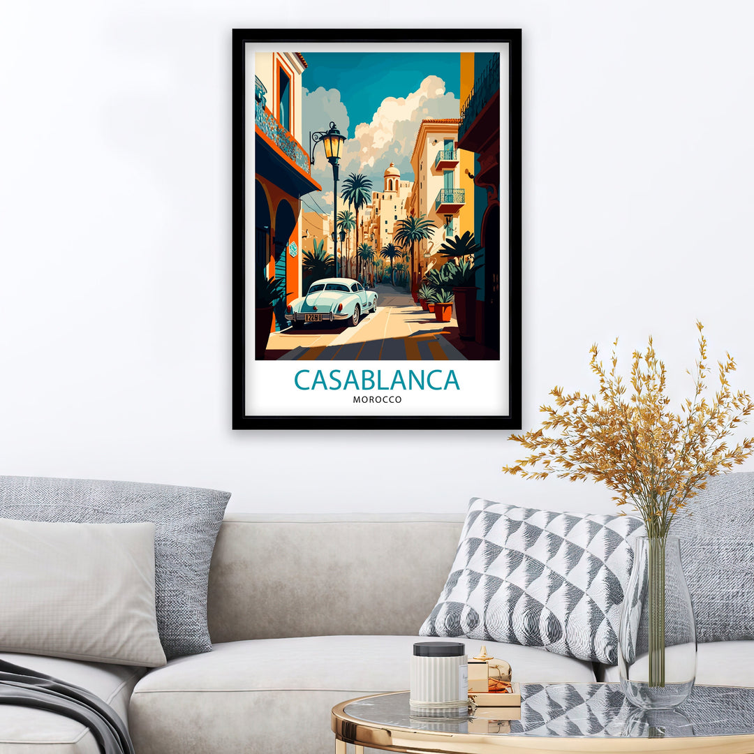 Casablanca Morocco Travel Poster Casablanca Wall Art Morocco Travel Poster Casablanca Illustration Casablanca Home Decor Morocco Souvenir