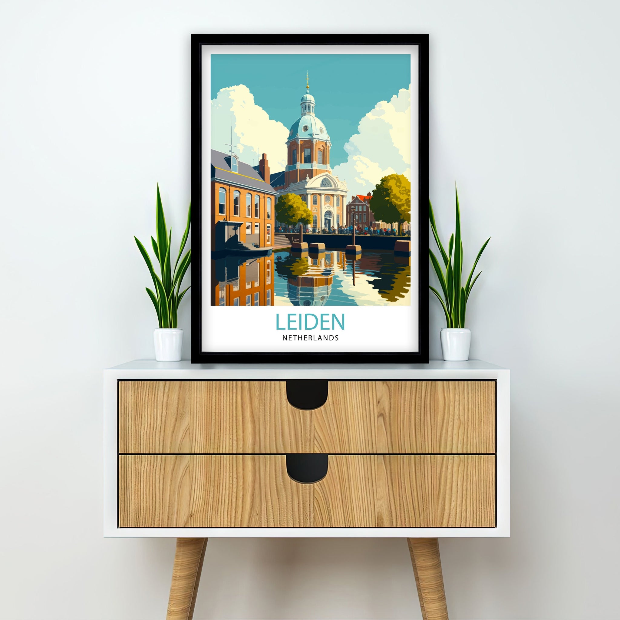 Leiden Netherlands Travel Poster, Dutch City Print