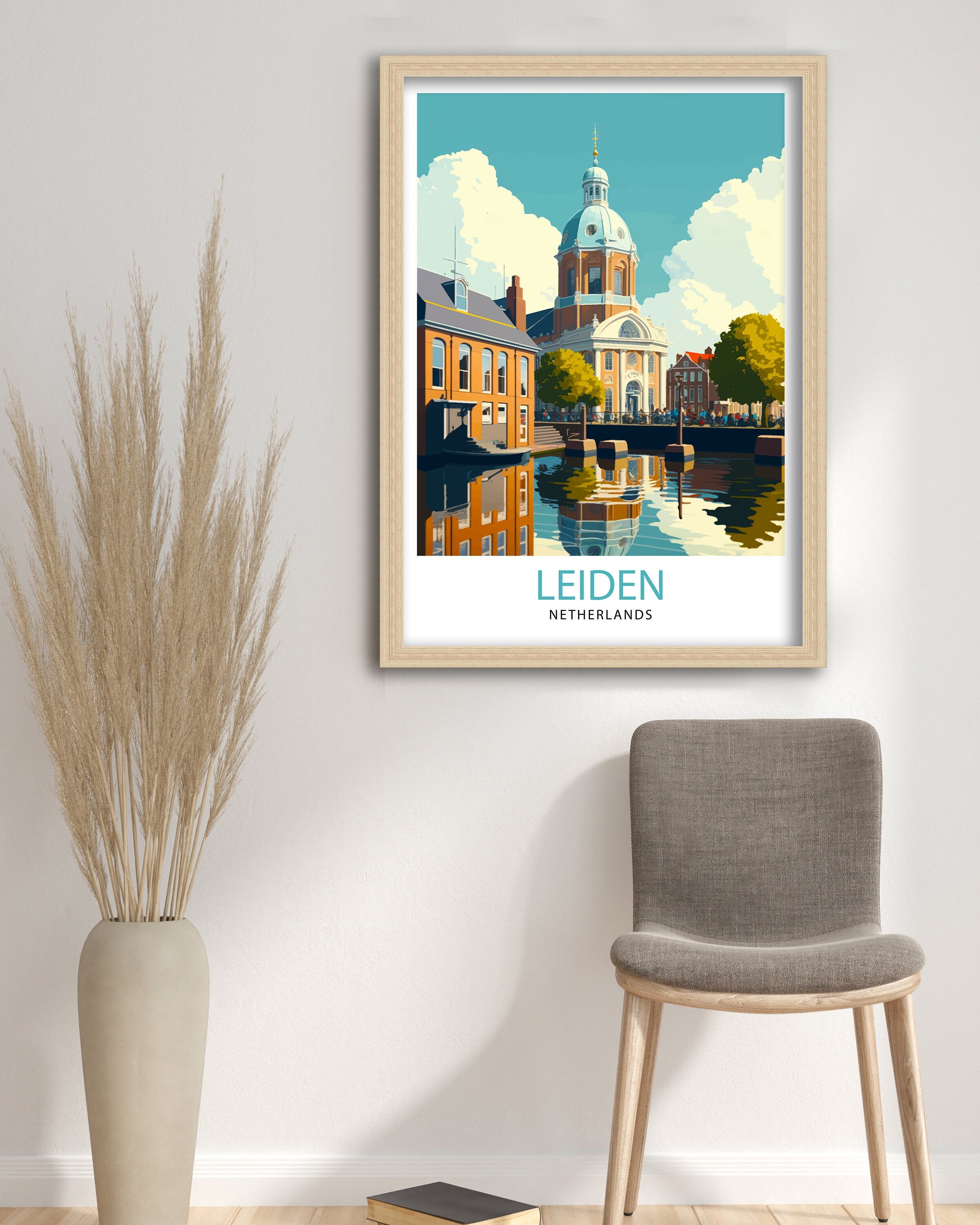 Leiden Netherlands Travel Poster, Dutch City Print