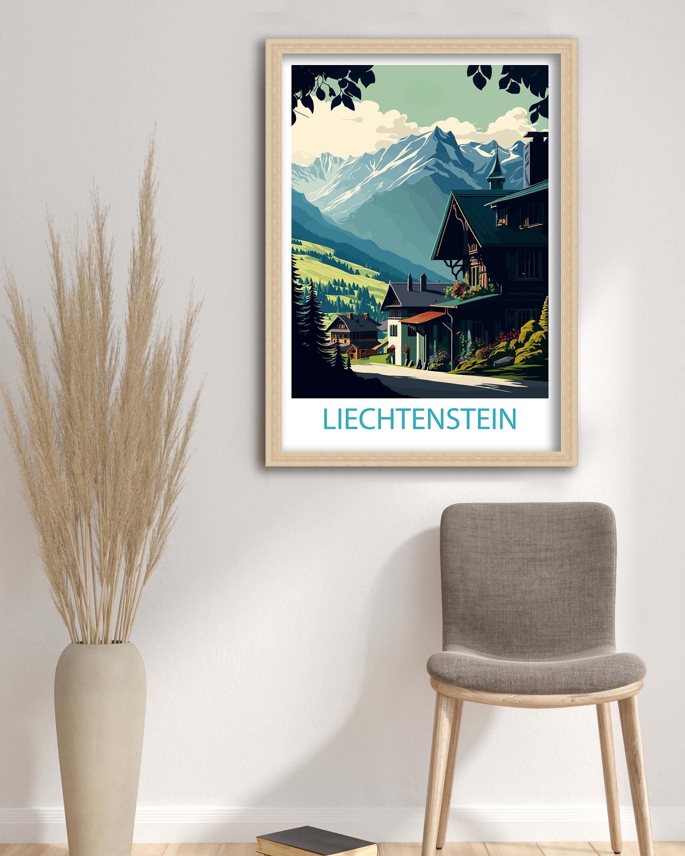 Liechtenstein Travel Poster, Alpine Home Decor