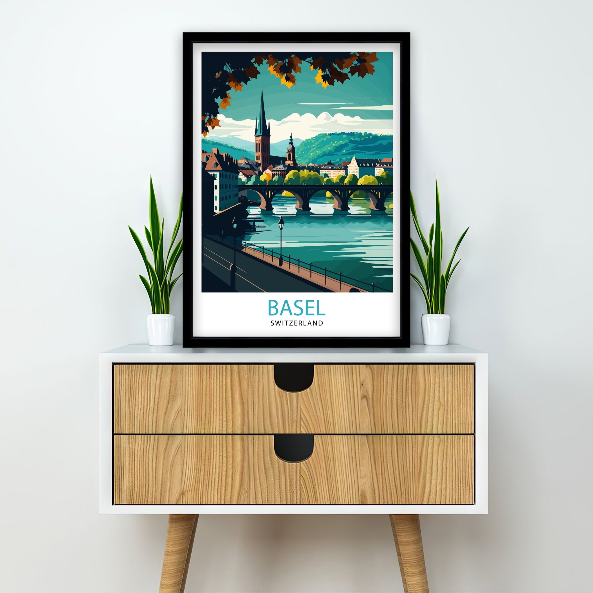 Basel Switzerland Art Print, Illustrated Travel Poster
