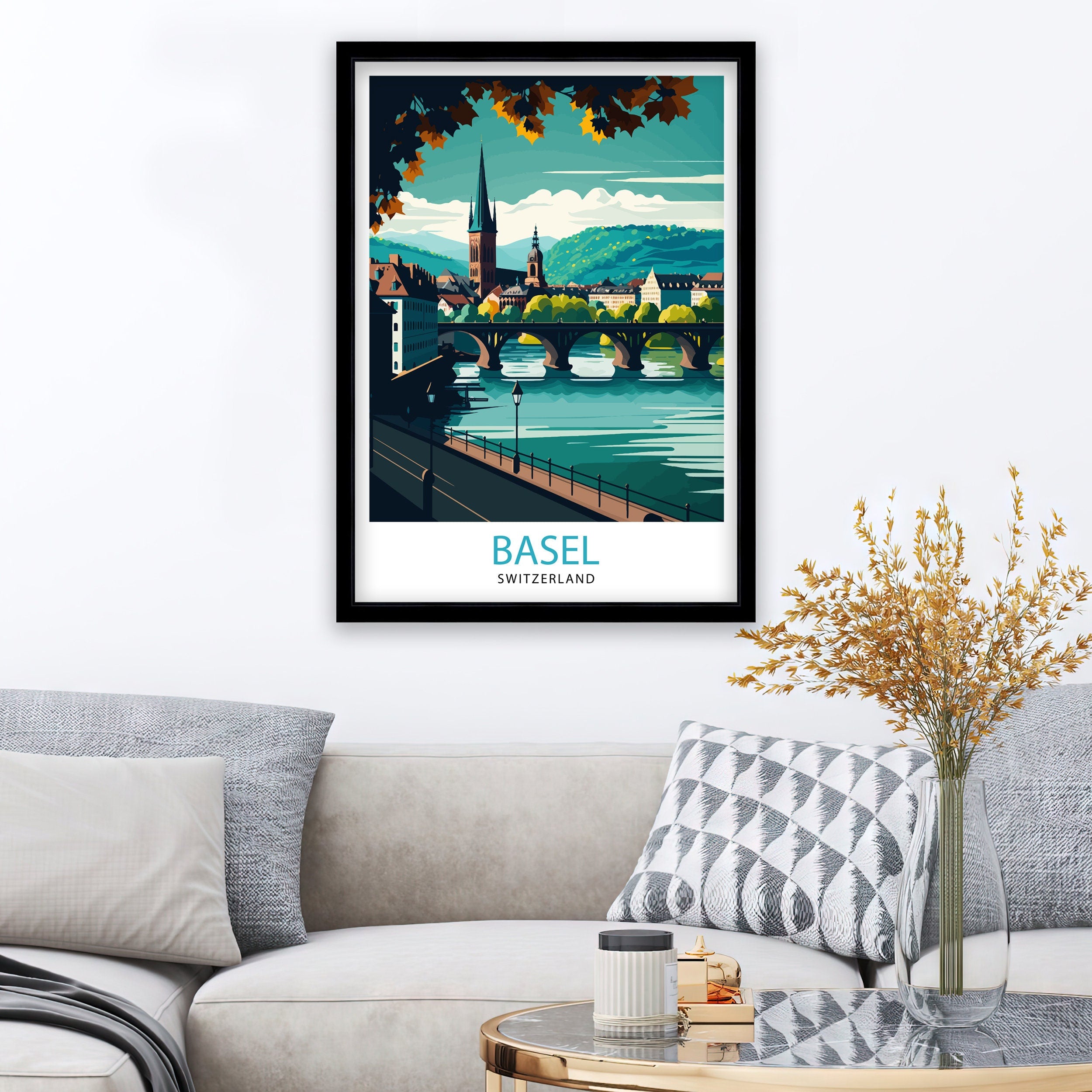 Basel Switzerland Art Print, Illustrated Travel Poster