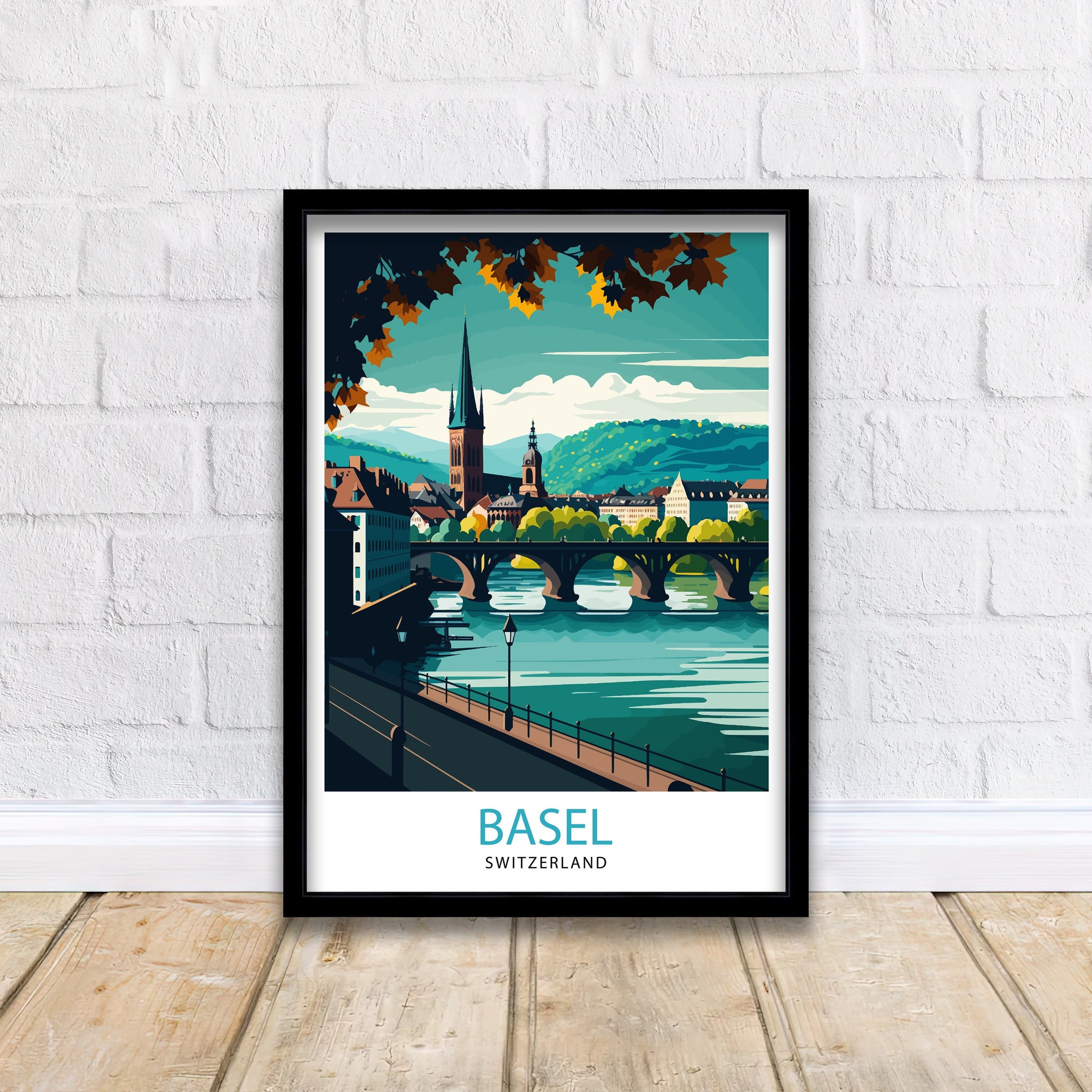 Basel Switzerland Art Print, Illustrated Travel Poster