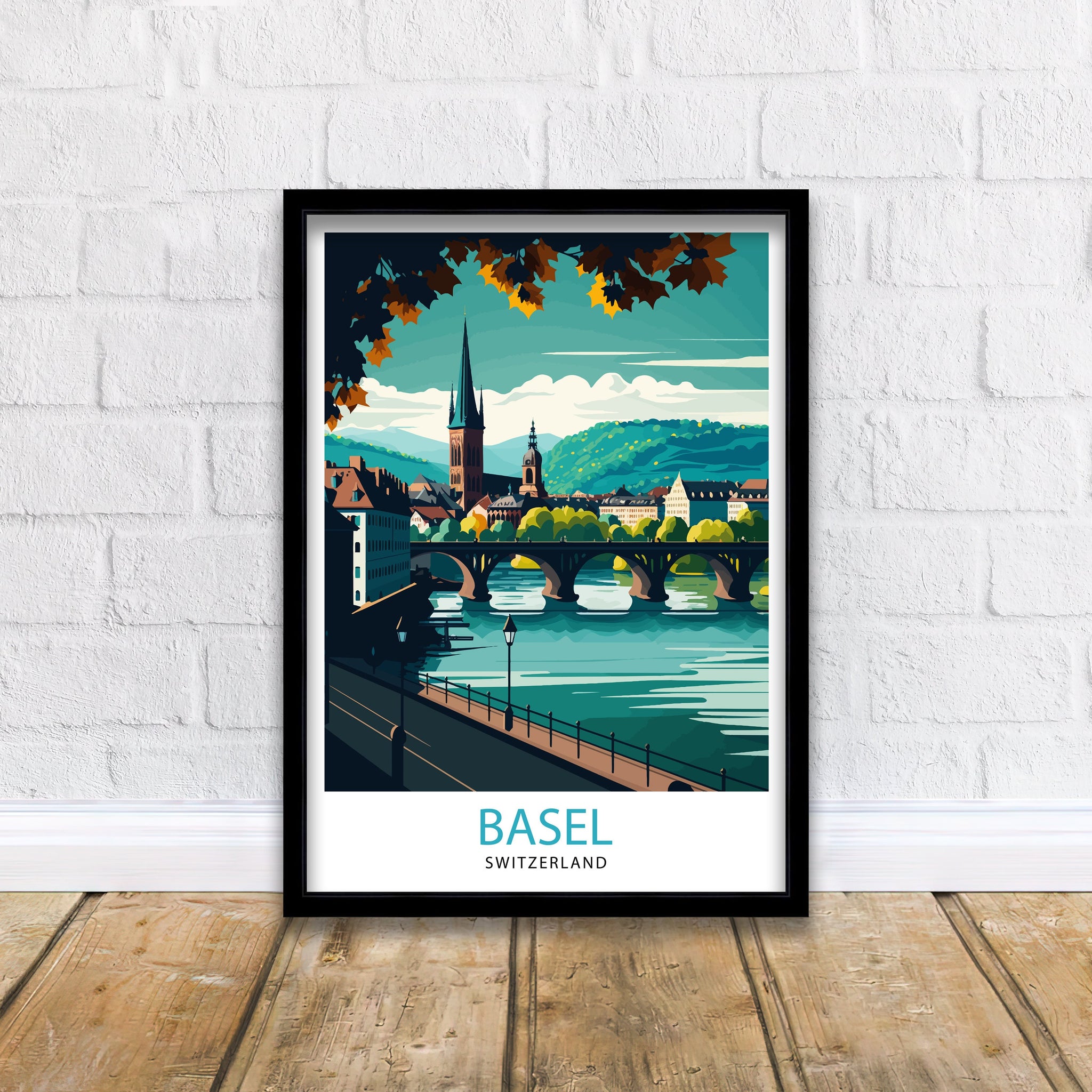 Basel Switzerland Art Print, Illustrated Travel Poster