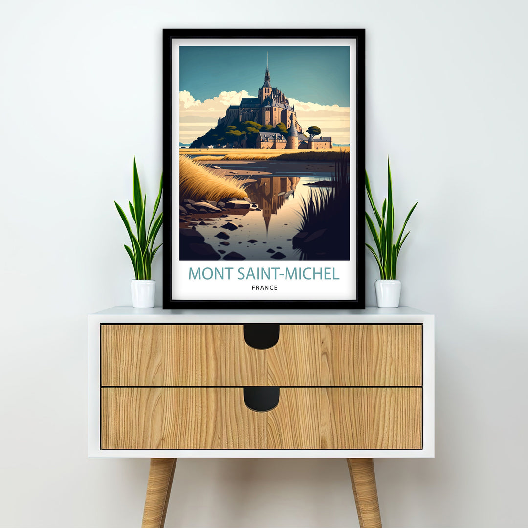 Mont Saint-Michel Travel Poster Mont Saint-Michel Wall Art Mont Saint-Michel France Illustration Travel Poster Gift For Mont Saint-Michel