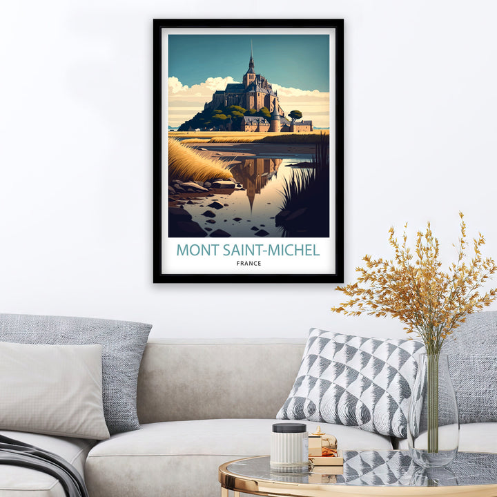 Mont Saint-Michel Travel Poster Mont Saint-Michel Wall Art Mont Saint-Michel France Illustration Travel Poster Gift For Mont Saint-Michel